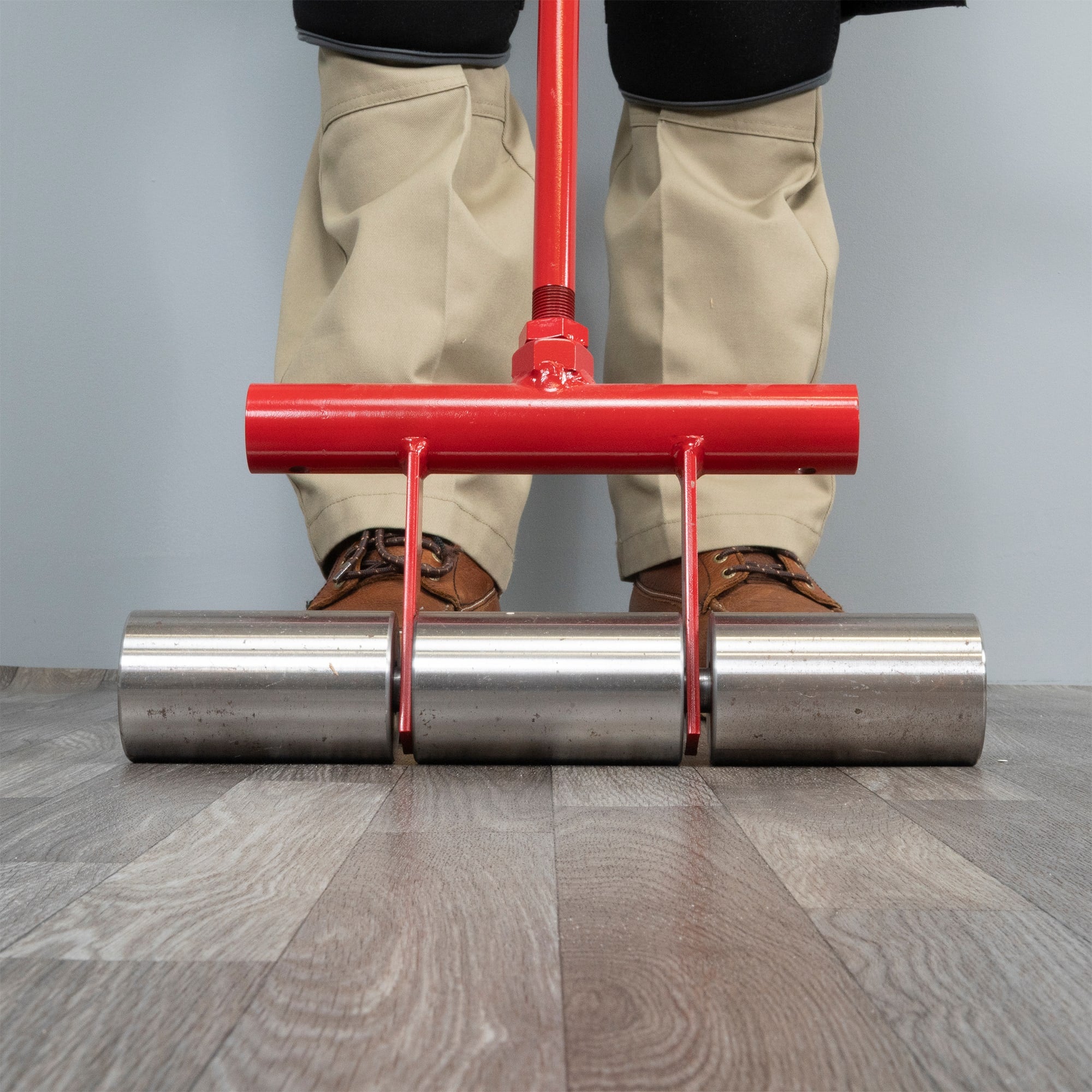 75 lb. Vinyl and Linoleum Floor Roller with Transport Wheels - 7