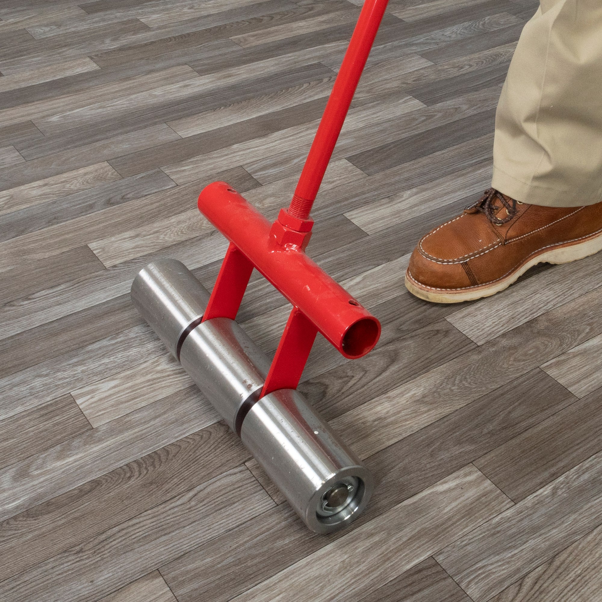75 lb. Vinyl and Linoleum Floor Roller with Transport Wheels - 8