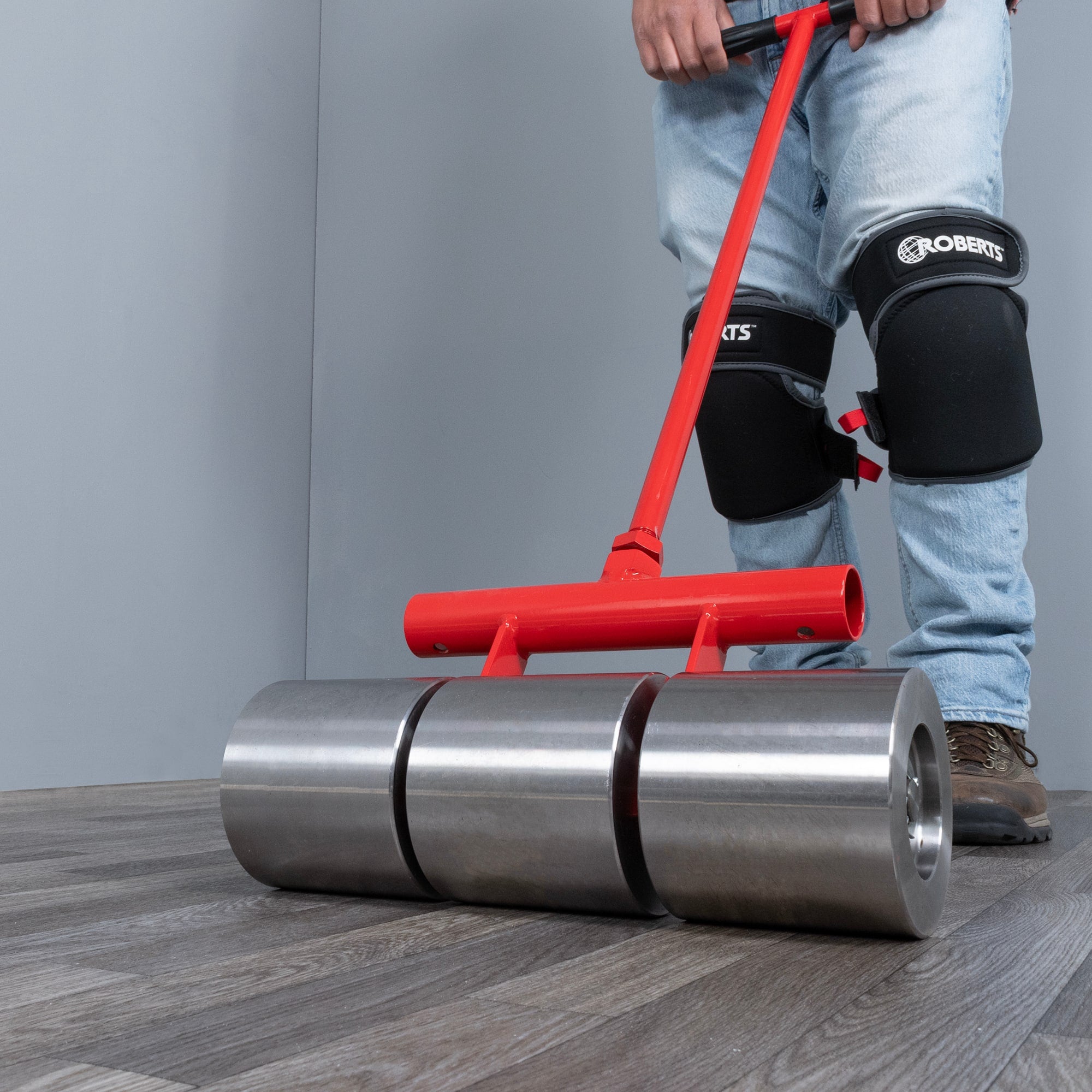 100 lb. Vinyl and Linoleum Floor Roller with Transport Wheels - 2