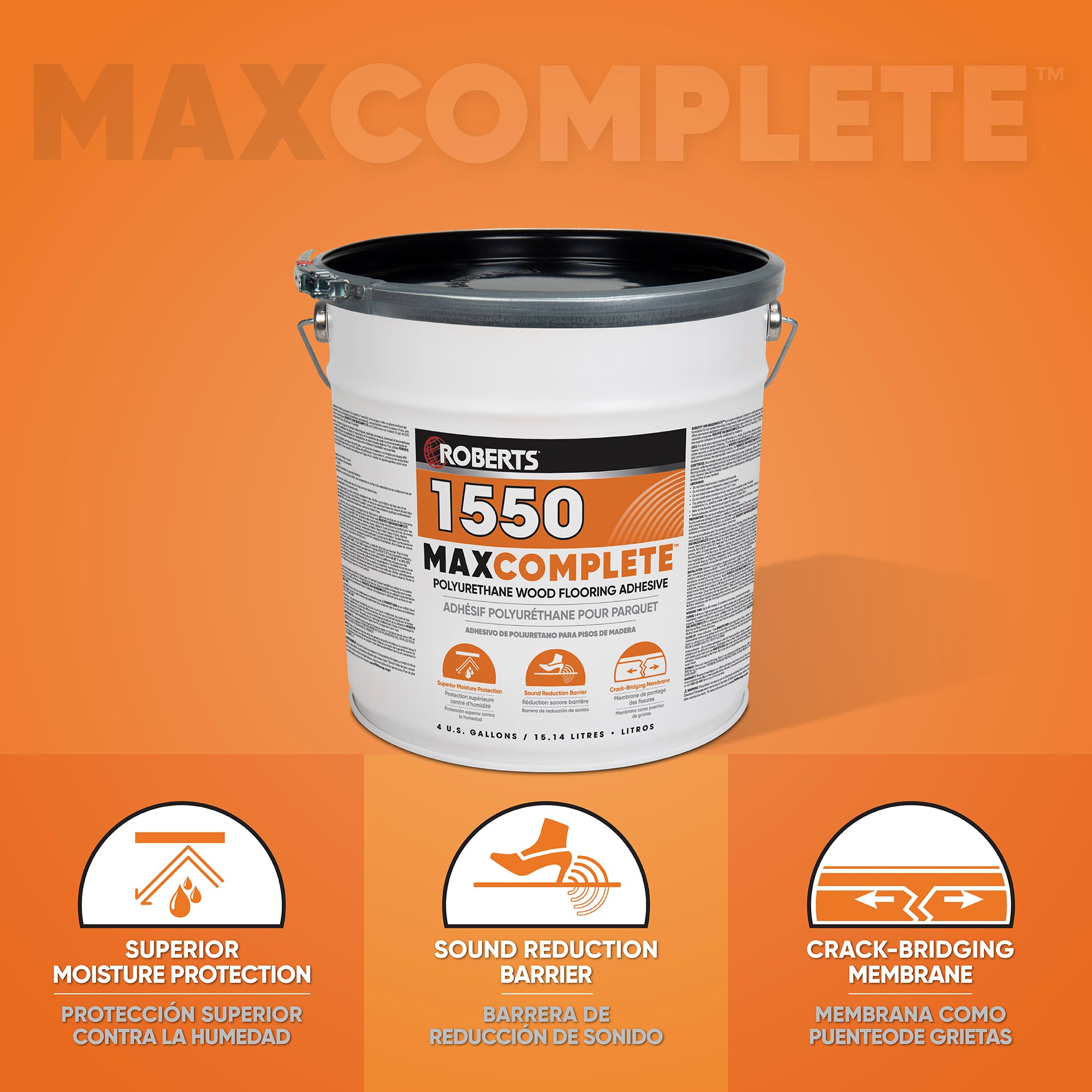 1550 MAXCOMPLETE Polyurethane Adhesive - 4 Gal. / 15.14 L - 2