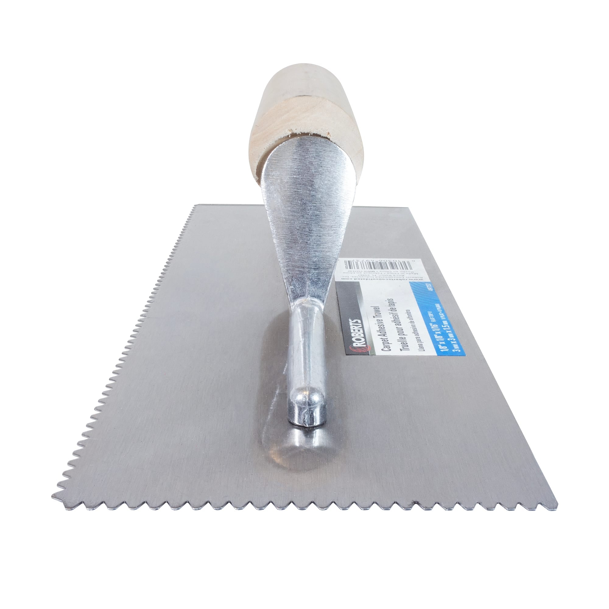 1/8" x 1/8" x 1/16" Flat Top V-Notch Pro Trowel w/ Wood Handle - 7