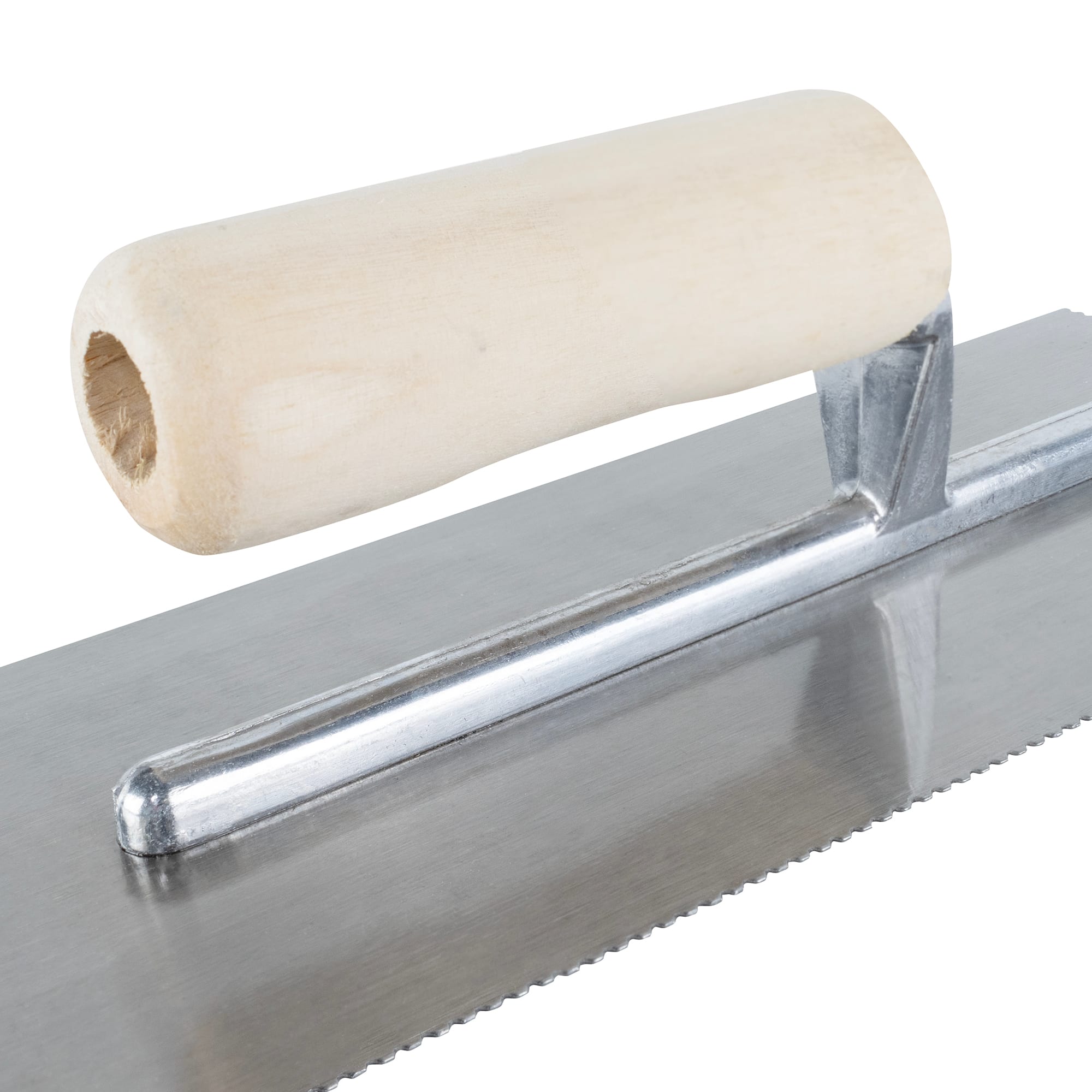 1/16" x 1/32" x 5/64" U-Notch Pro Flooring Trowel w/ Wood Handle - 3