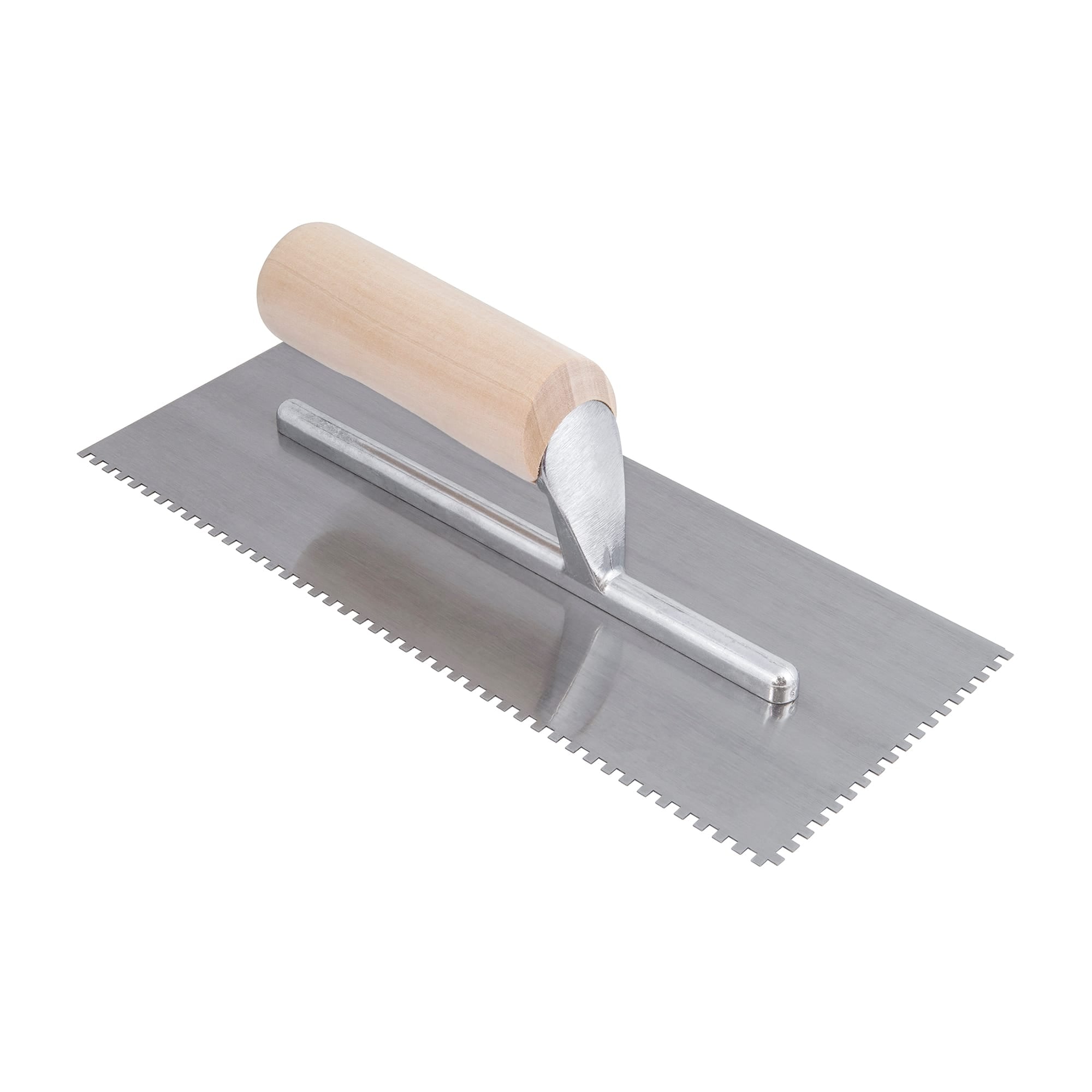 1/8" x 1/8" x 1/8" Square Notch Steel Pro Trowel w/ Wood Handle - 1