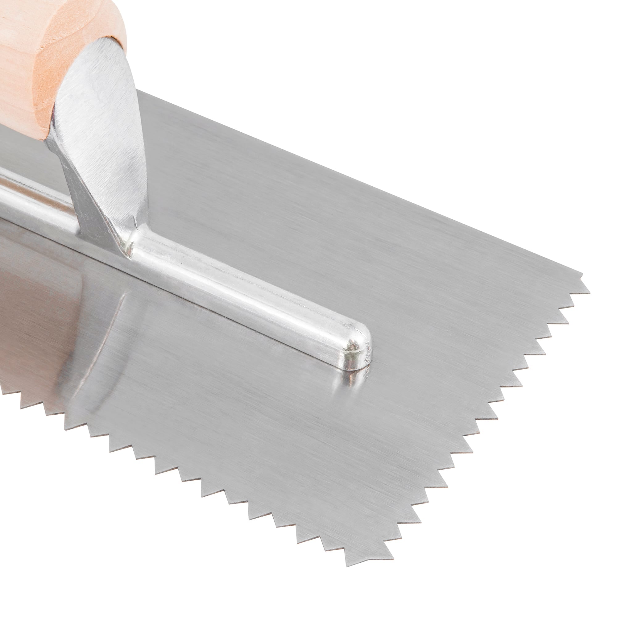 1/4" x 3/16" Tiger Tooth V-Notch Steel Pro Trowel with Wood Handle - 5