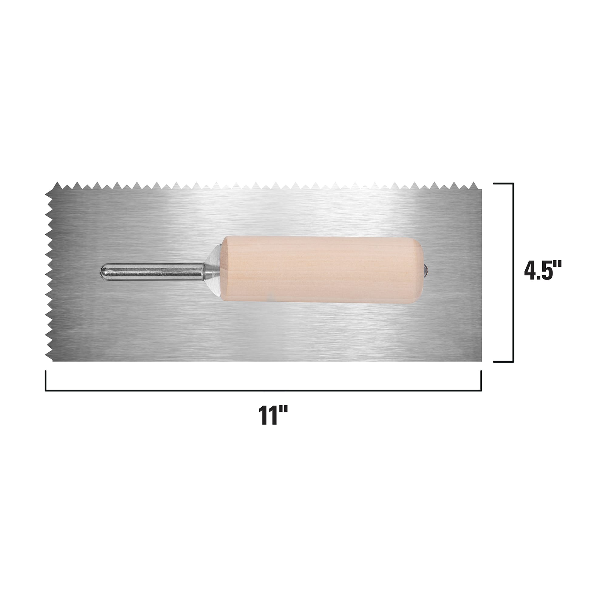 1/4" x 3/16" Tiger Tooth V-Notch Steel Pro Trowel with Wood Handle - 7