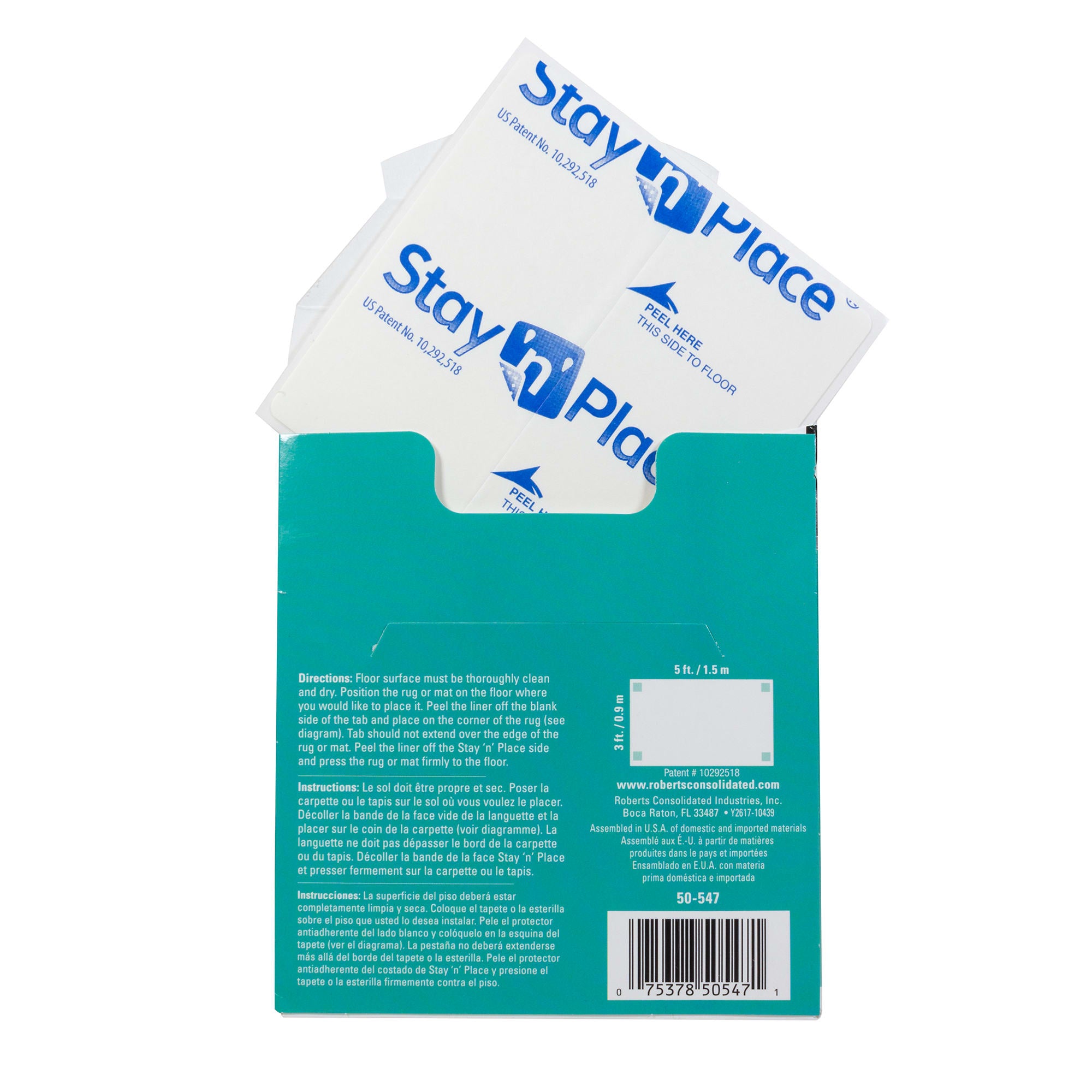 Stay N' Place 4" x 4" Rug Tabs (4 pack) - 7