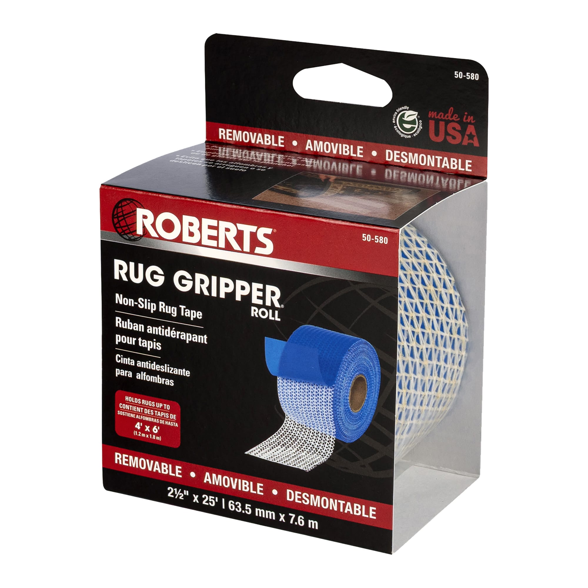 Rug Gripper Anti-Slip Tape for Indoor Rugs & Mats - 2.5" x 25' - 5