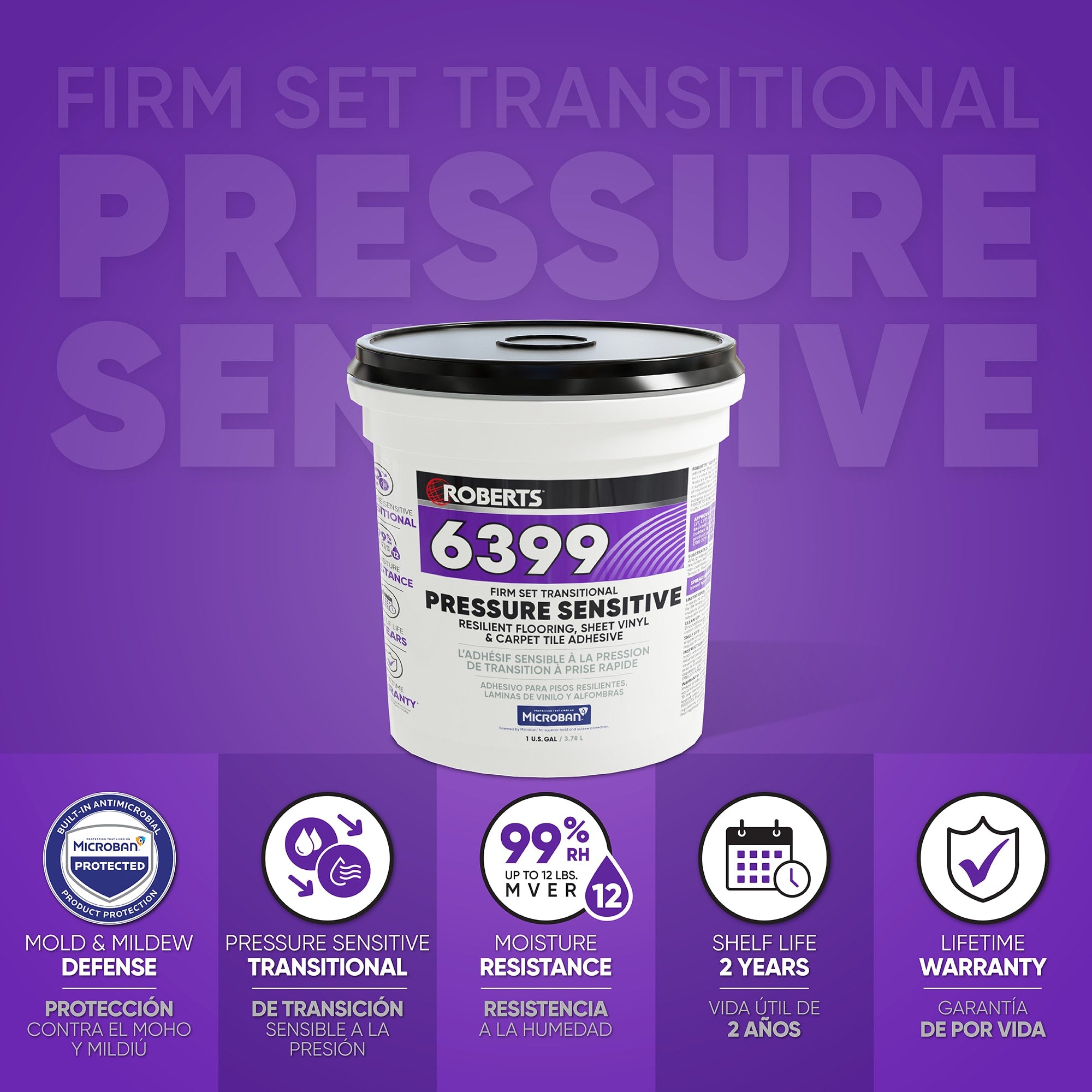 6399 Firm Set Transitional Pressure Sensitive Adhesive - 1 Gal. (3.78 L) - 2
