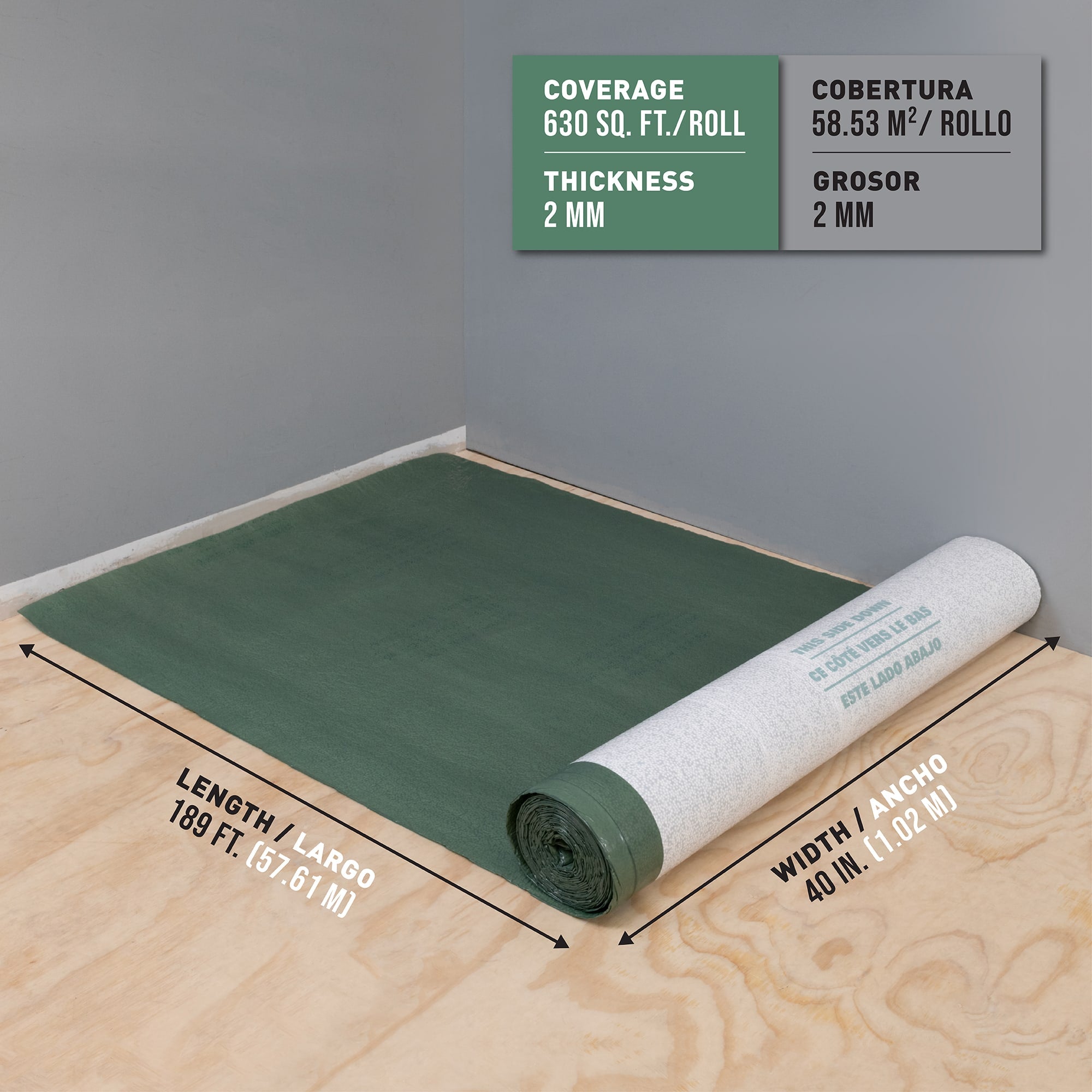 First Step Premium 3-in-1 Underlayment Roll - 630 sq. ft. - 6