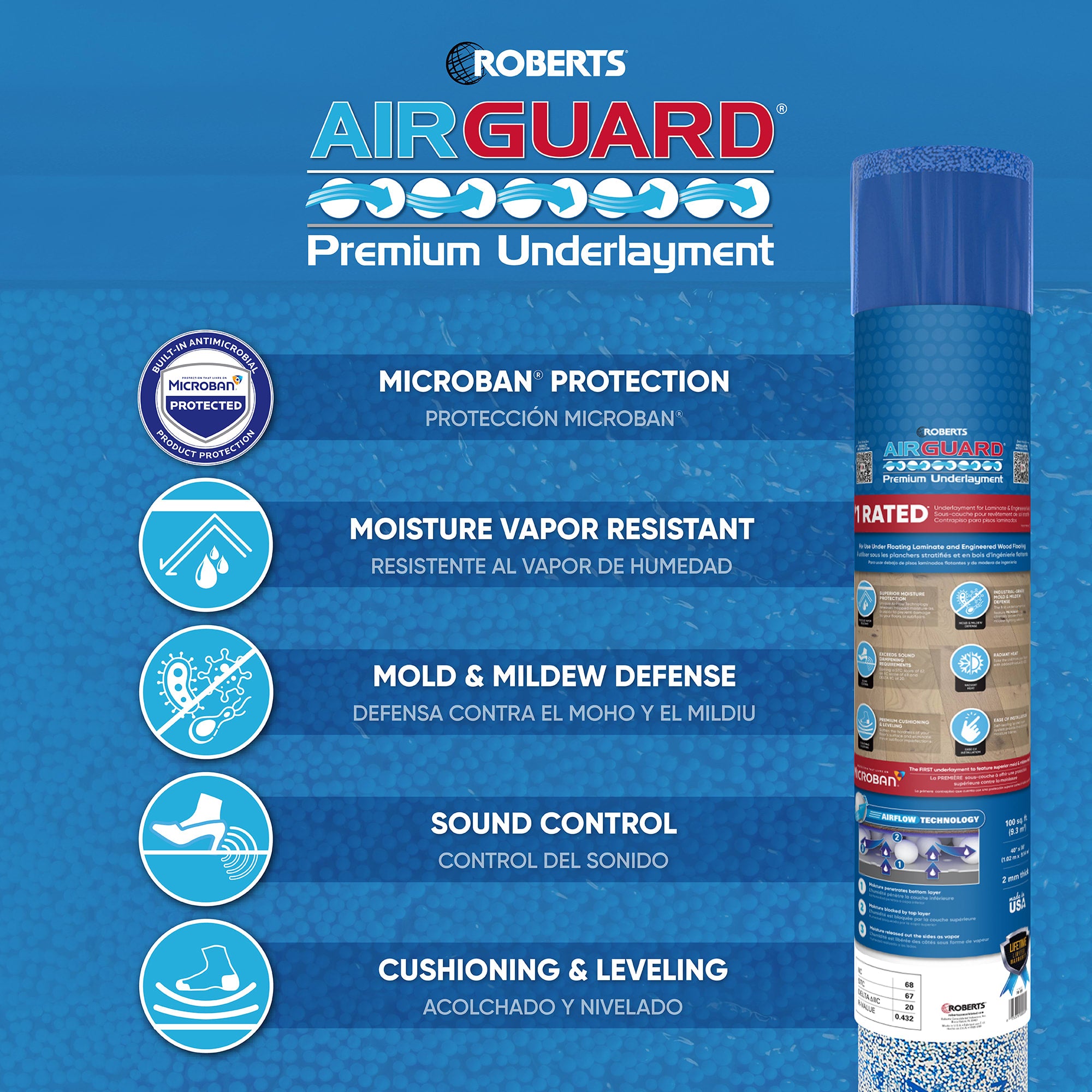 AirGuard Premium Underlayment w/ Microban for Laminate & Engineered Wood - 300 s.f. (27.87 s.m.) - 2
