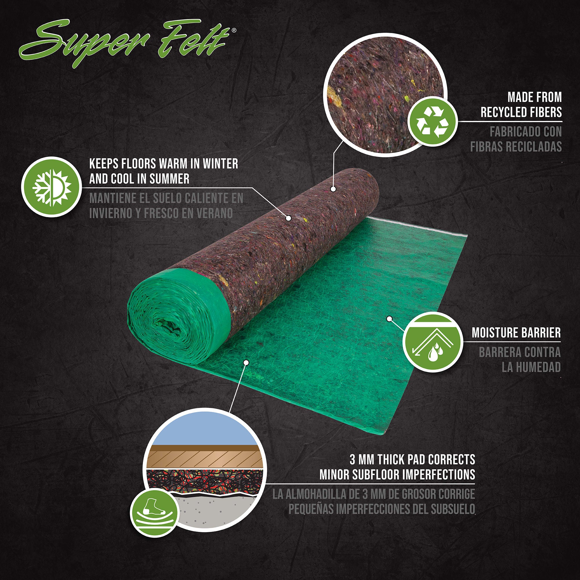 Super Felt Insulating Underlayment Roll - 3 mm - 100 sq. ft. - 2