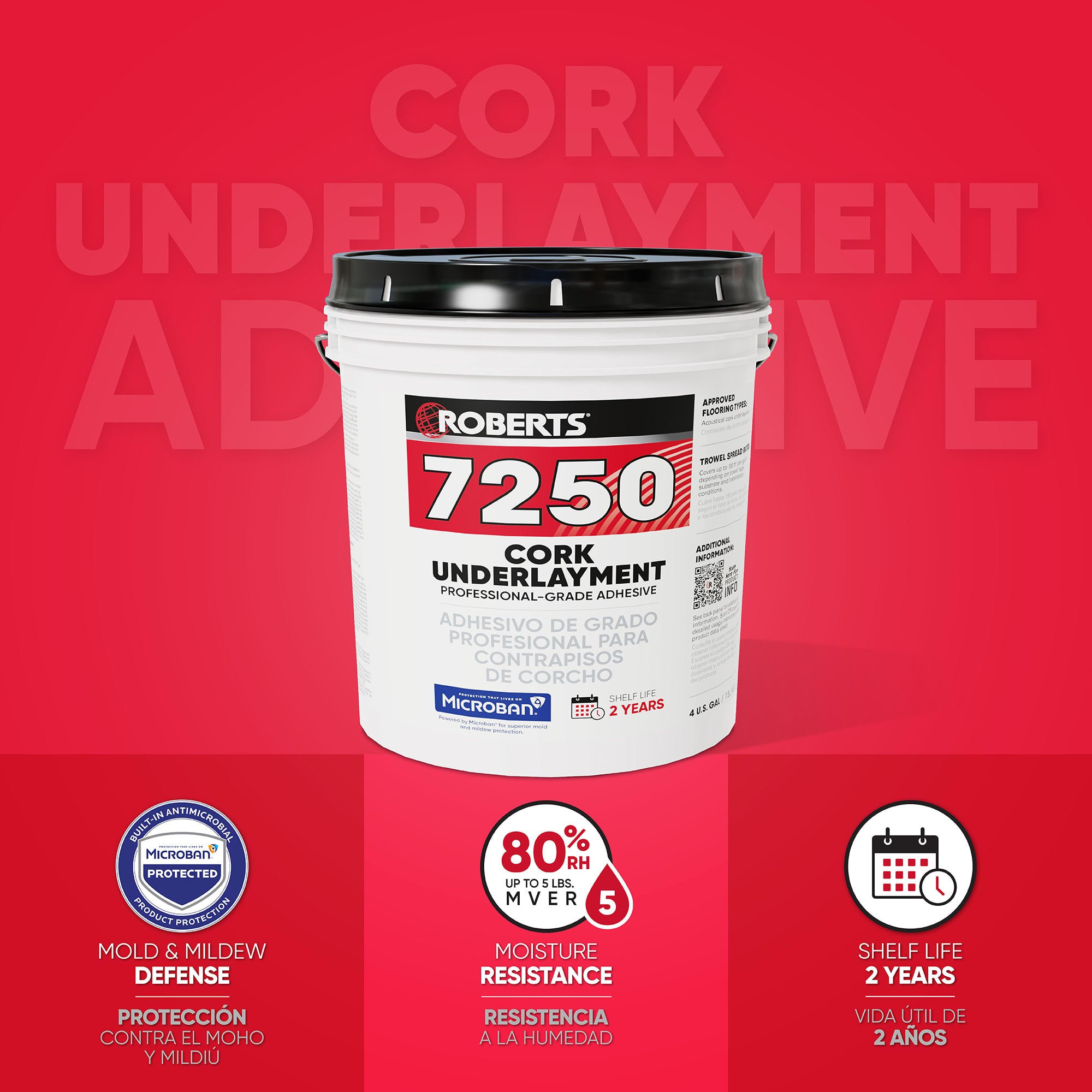 7250 Cork Underlayment Adhesive - Pro Grade - 4 Gal. / 15.14 L - 2