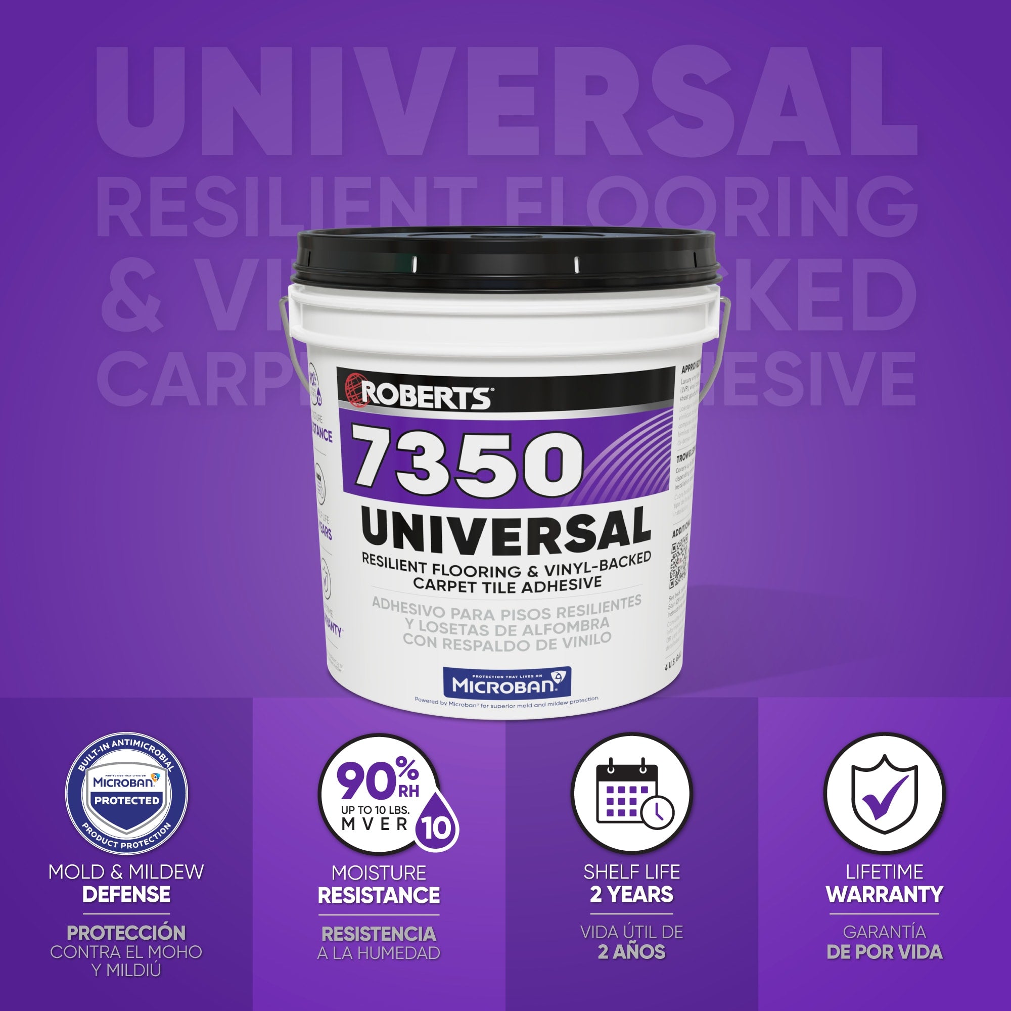 7350 UNIVERSAL Resilient Flooring & Vinyl-Backed Carpet Tile Adhesive - 4 Gal. /15.14 L - 2