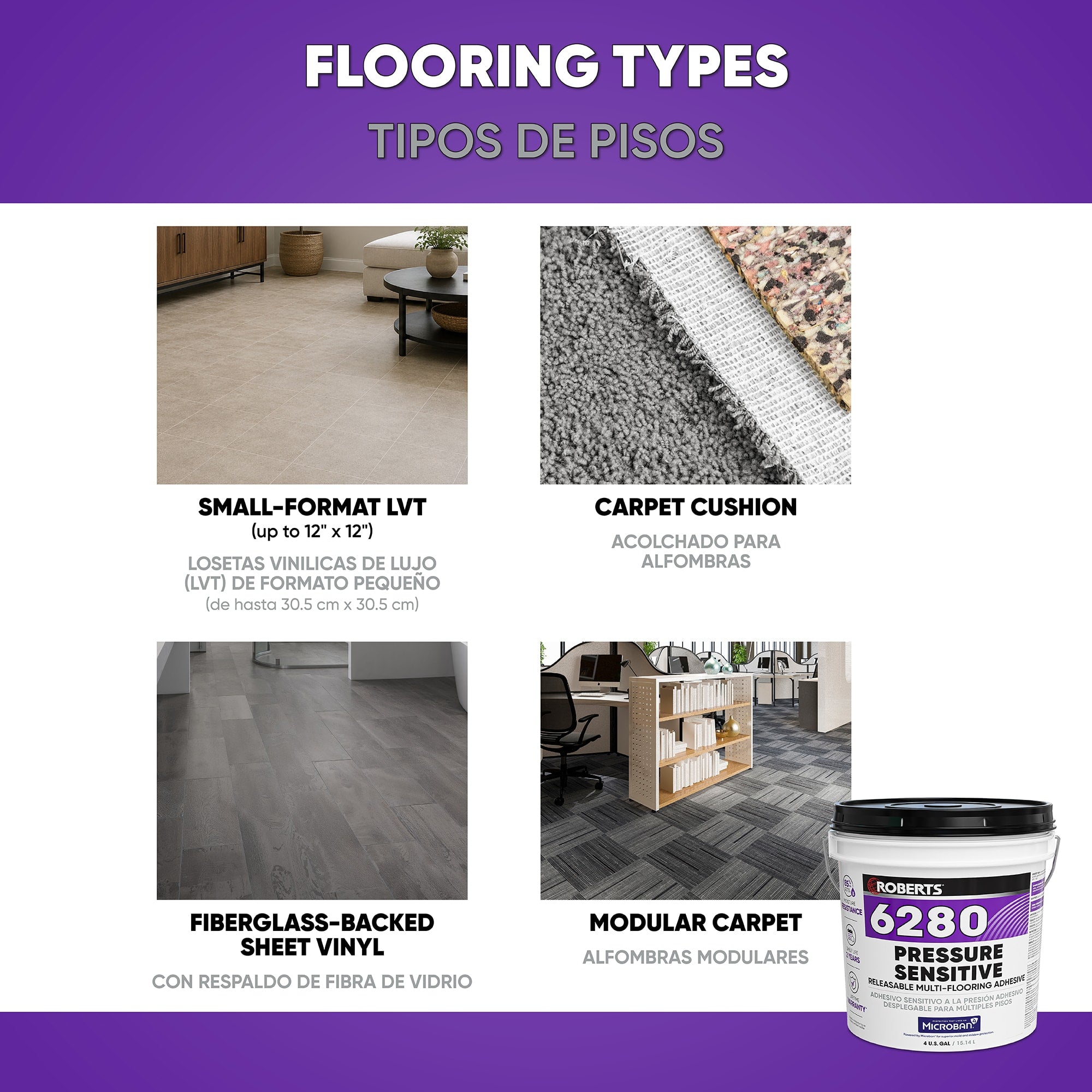6280 Pressure-Sensitive Releasable Multi-Flooring Adhesive - 4 Gal. / 15.14 L - 3