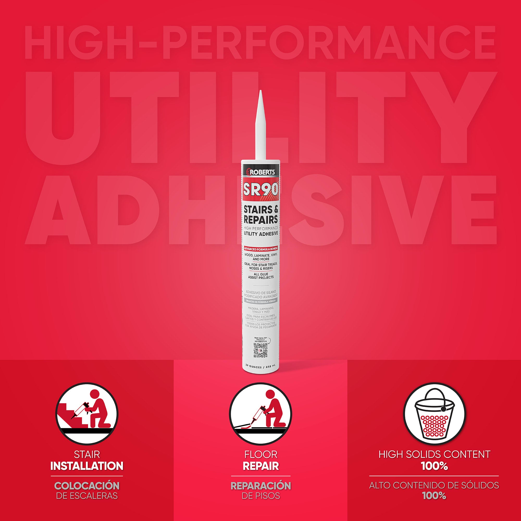 SR90 STAIRS & REPAIRS High-Performance Utility Adhesive - 29 oz. - 2
