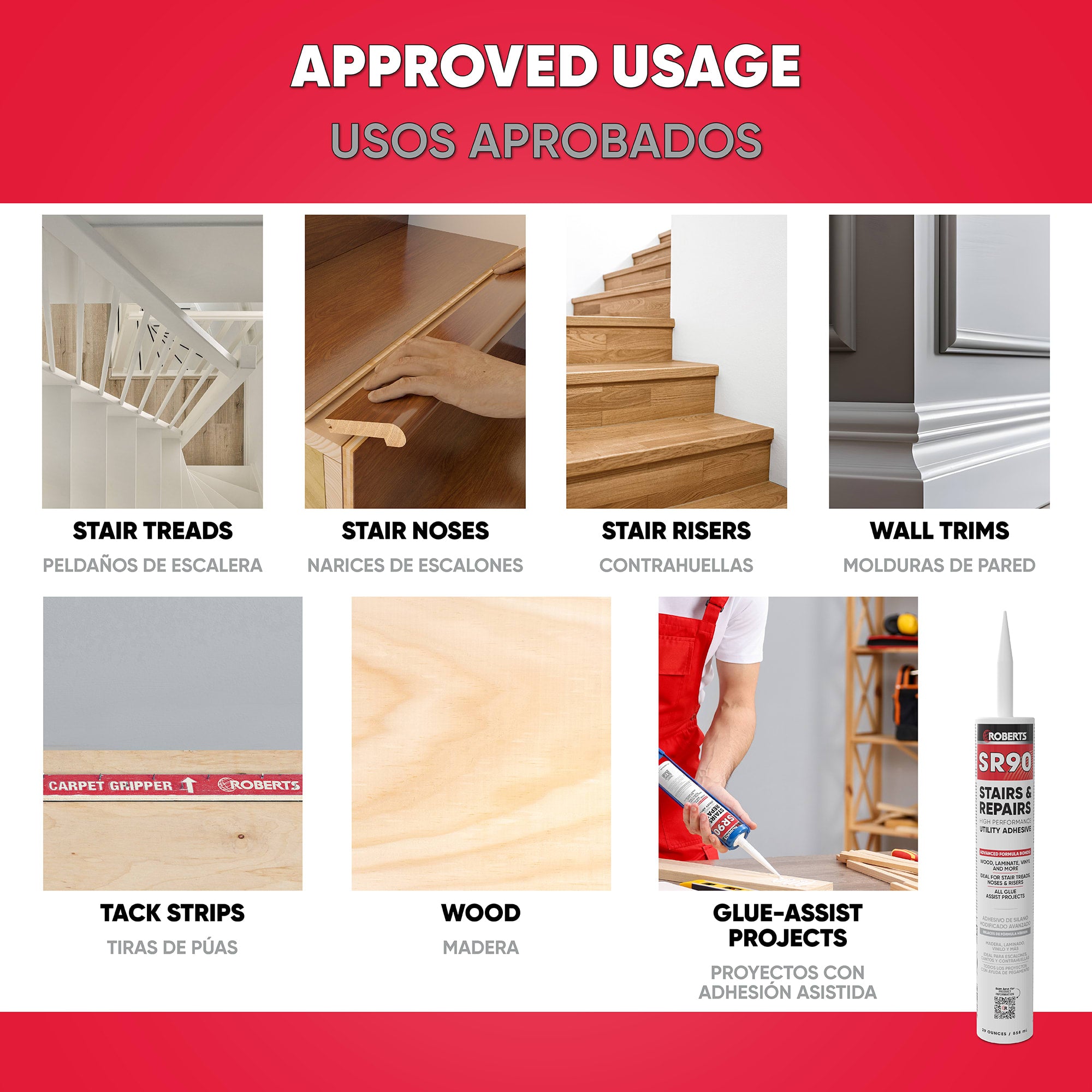 SR90 STAIRS & REPAIRS High-Performance Utility Adhesive - 29 oz. - 3
