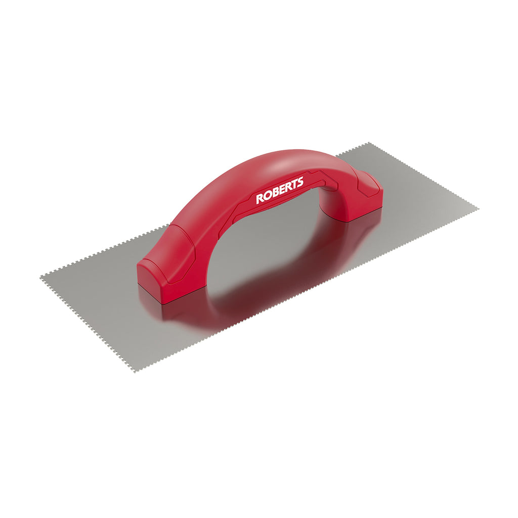 1/4" Flat V & 1/8" Square Dual-Notch Trowel w/ Comfort Grip - 360 Spin Image - 1