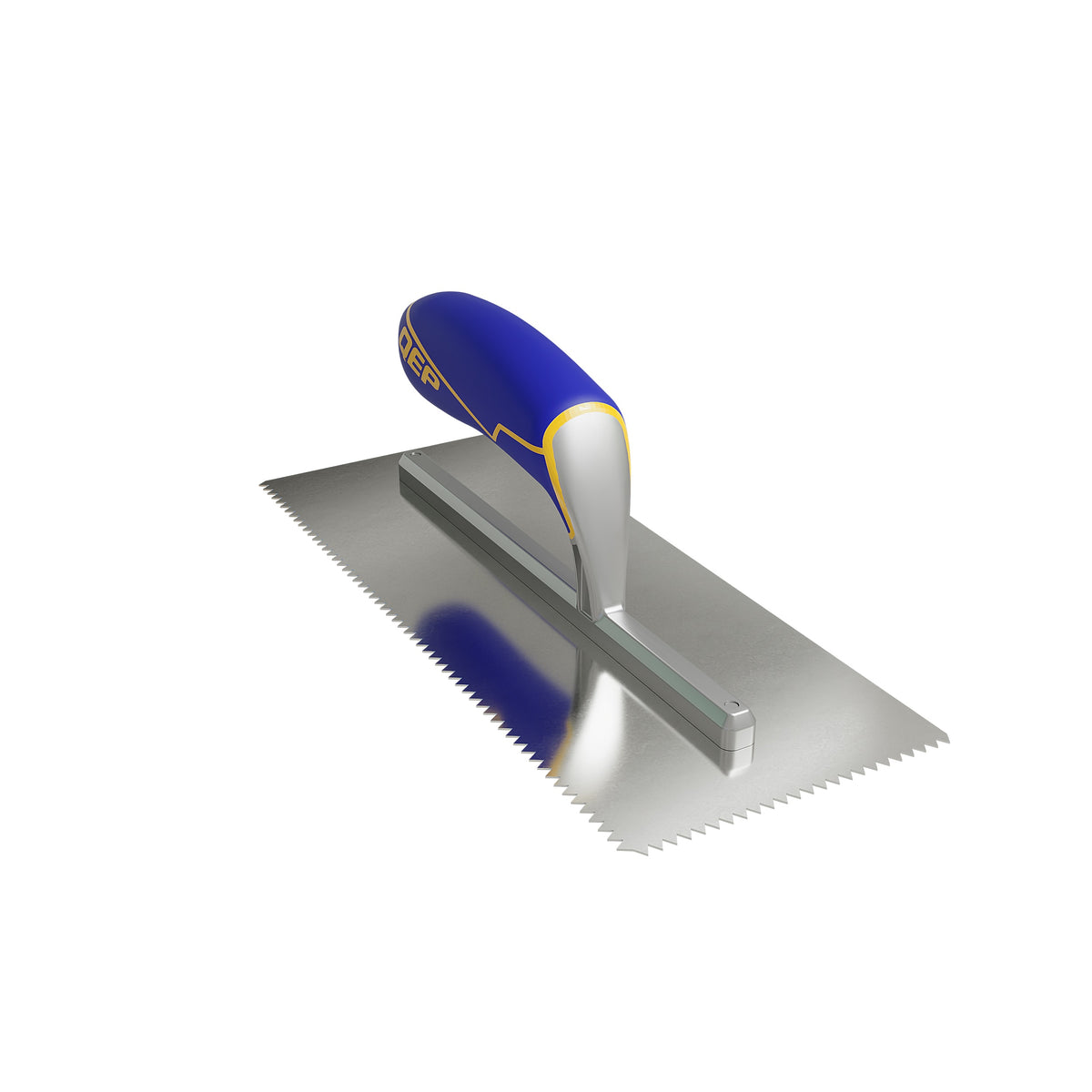 3/16" x 5/32" V-Notch Stainless Steel Trowel w/ Comfort Grip Handle - 360 Spin Image - 2