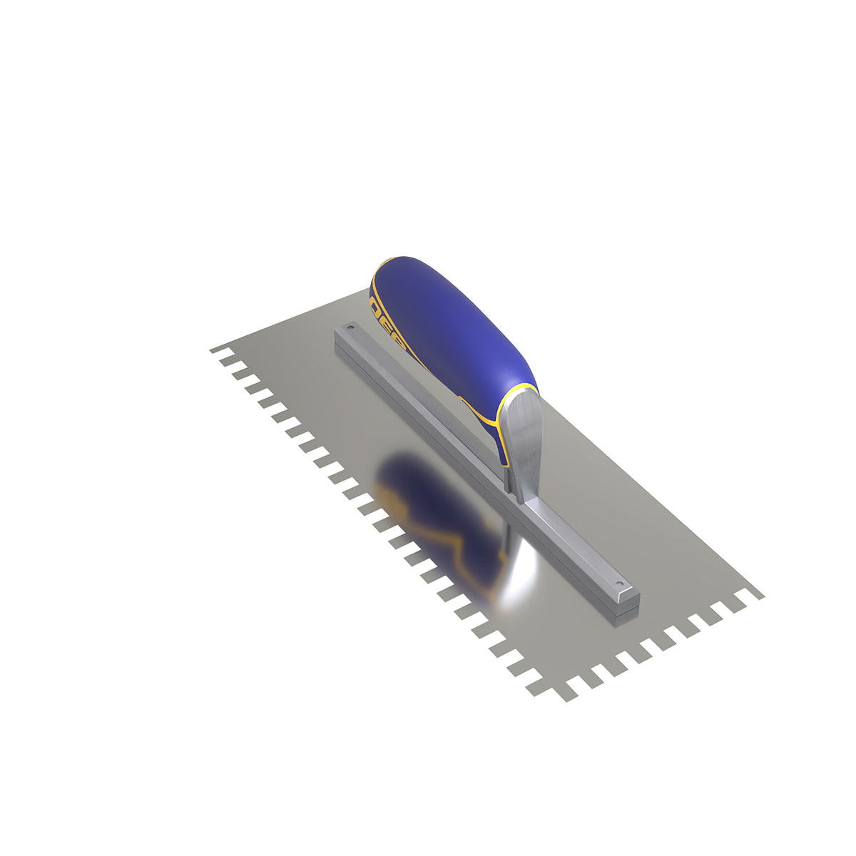 1/4" x 3/8" x 1/4" Square Notch Stainless Trowel w/ Comfort Grip - 360 Spin Image - 2
