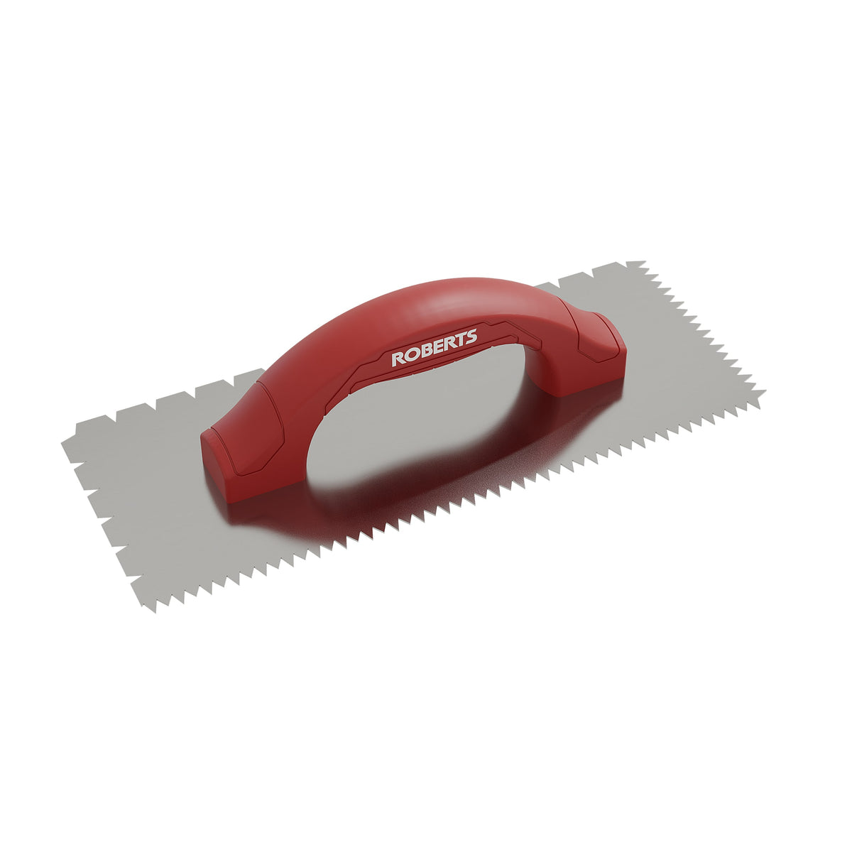 3/16" x 1/4" x 1/2" Flat V & Tiger Tooth Dual-Notch Trowel w/ Comfort Grip - 360 Spin Image - 2