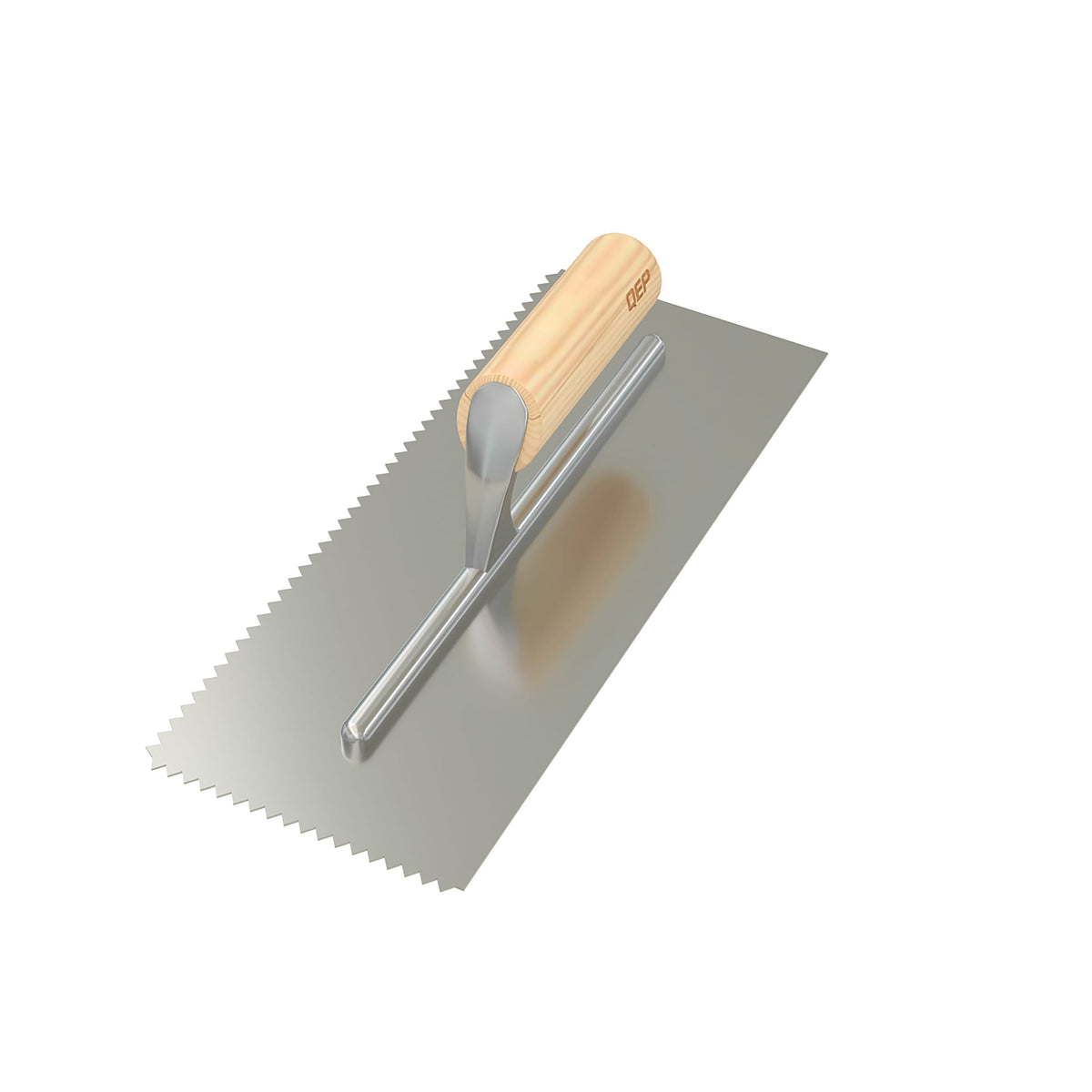 1/4" x 3/16" V-Notch Carbon Steel Trowel with Wood Handle - 360 Spin Image - 6