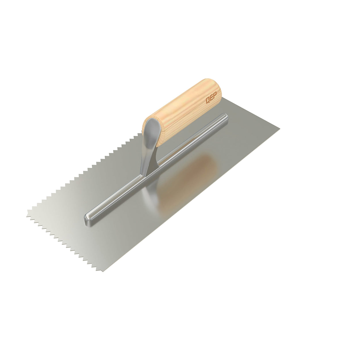 1/4" x 3/16" V-Notch Carbon Steel Trowel with Wood Handle - 360 Spin Image - 7