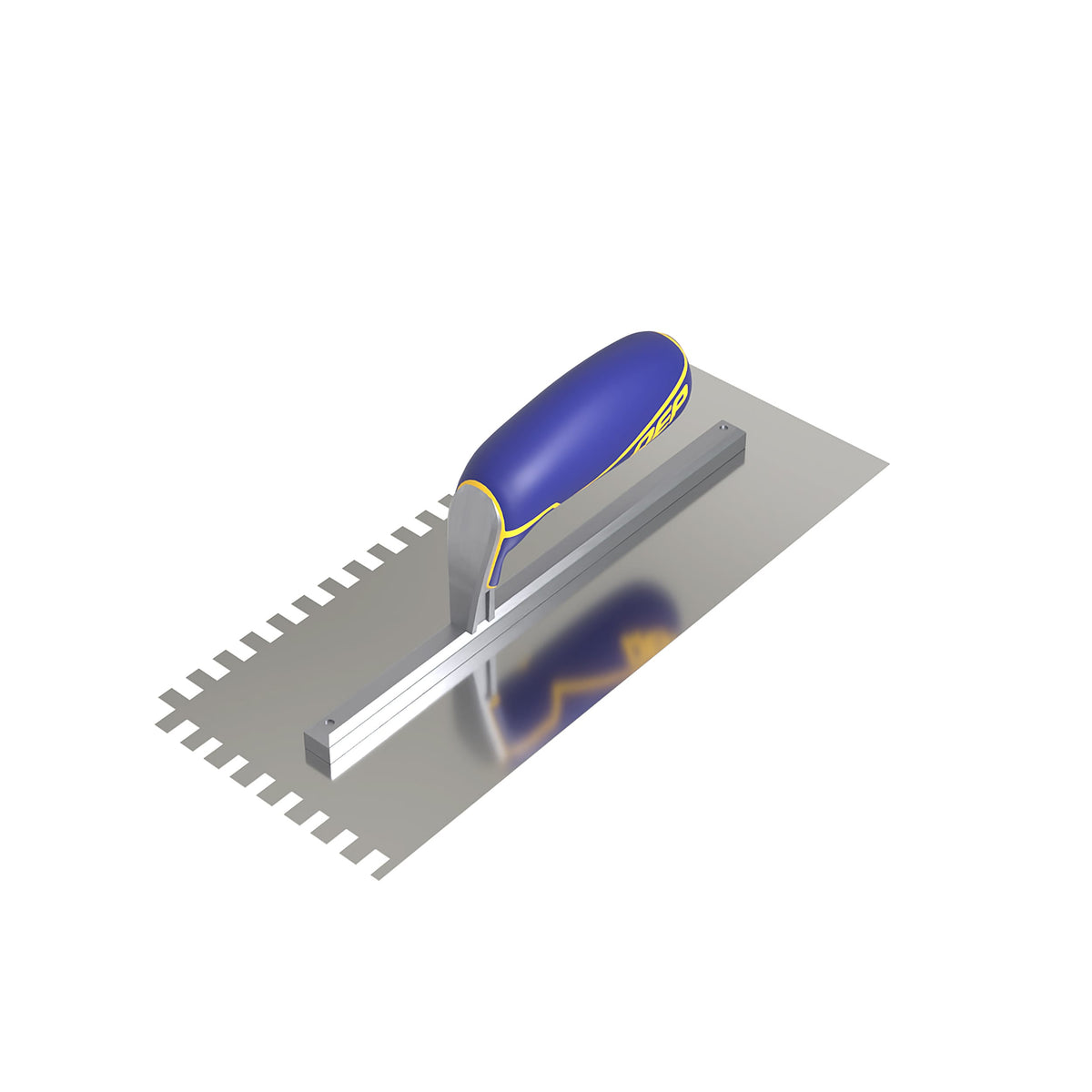 1/4" x 3/8" x 1/4" Square Notch Stainless Trowel w/ Comfort Grip - 360 Spin Image - 7