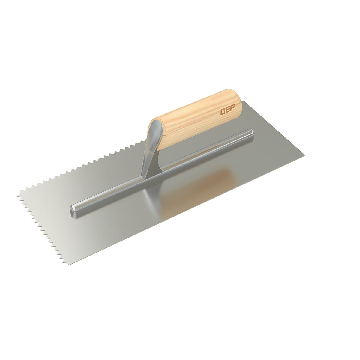 1/4" x 3/16" V-Notch Carbon Steel Trowel with Wood Handle - 360 Spin Image - 8