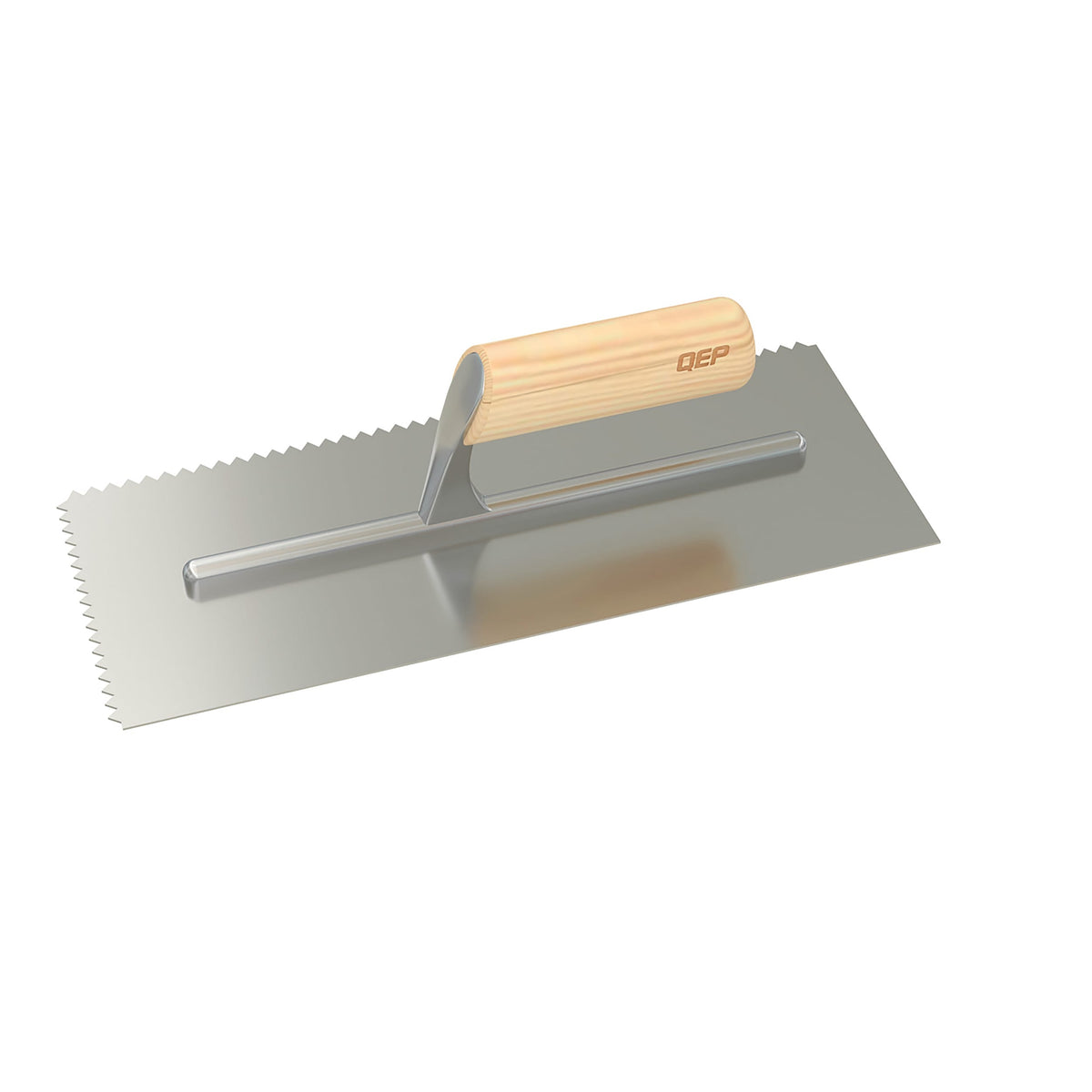 1/4" x 3/16" V-Notch Carbon Steel Trowel with Wood Handle - 360 Spin Image - 9