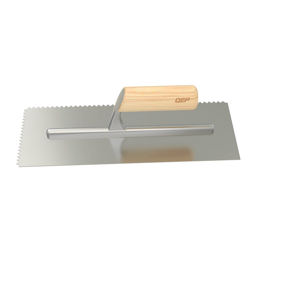 1/4" x 3/16" V-Notch Carbon Steel Trowel with Wood Handle - 360 Spin Image - 10