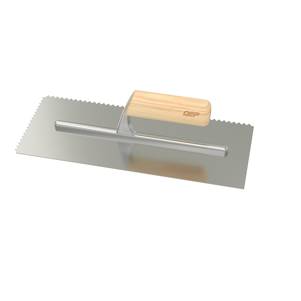 1/4" x 3/16" V-Notch Carbon Steel Trowel with Wood Handle - 360 Spin Image - 11