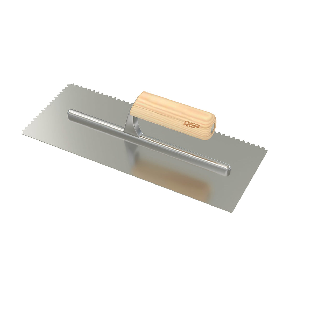 1/4" x 3/16" V-Notch Carbon Steel Trowel with Wood Handle - 360 Spin Image - 12