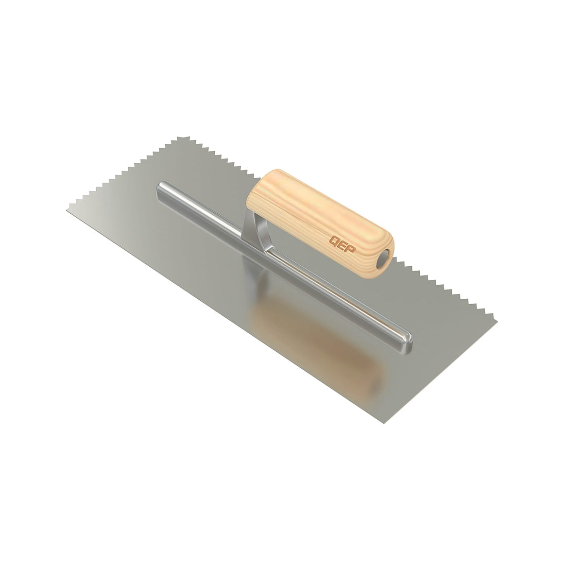 1/4" x 3/16" V-Notch Carbon Steel Trowel with Wood Handle - 360 Spin Image - 13