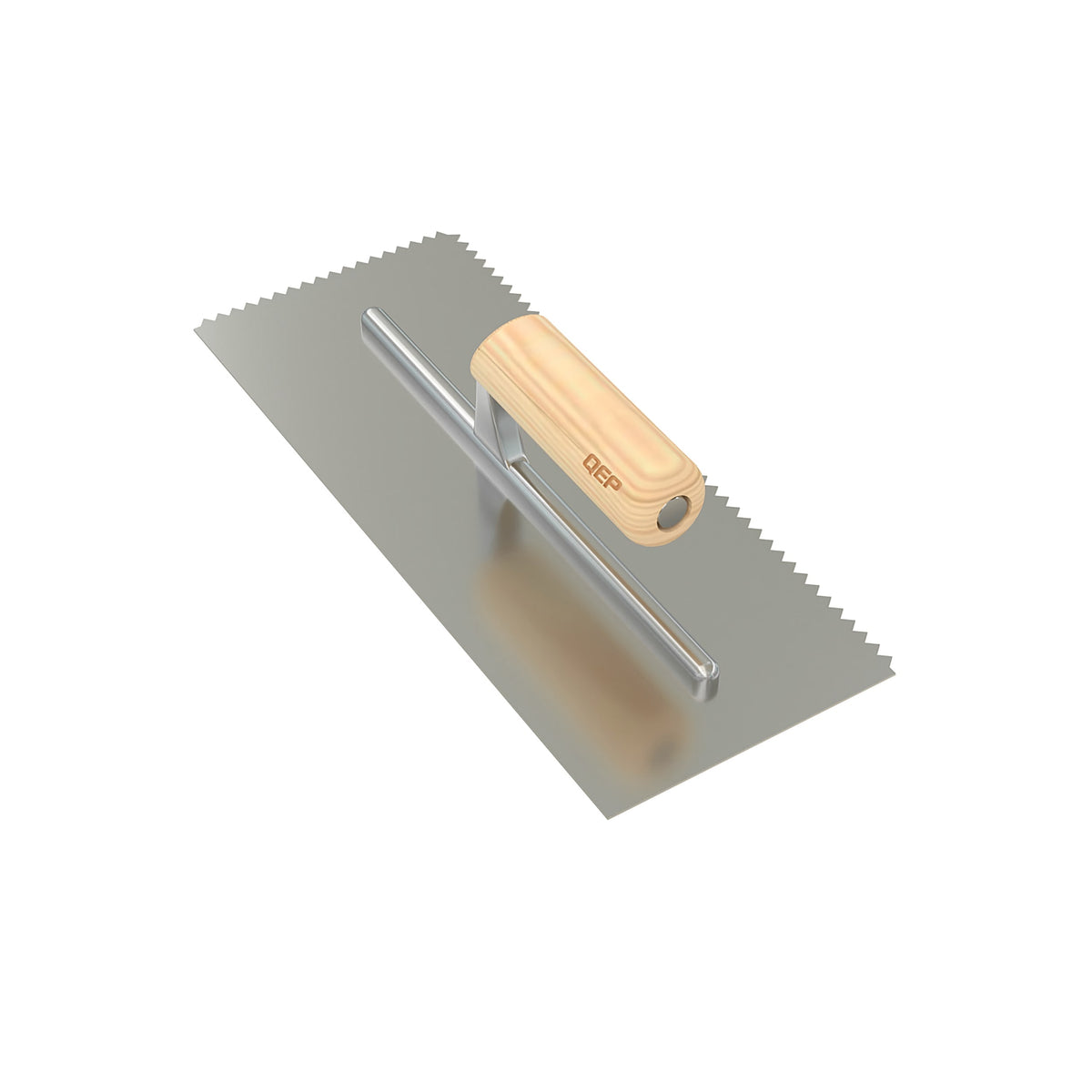 1/4" x 3/16" V-Notch Carbon Steel Trowel with Wood Handle - 360 Spin Image - 14