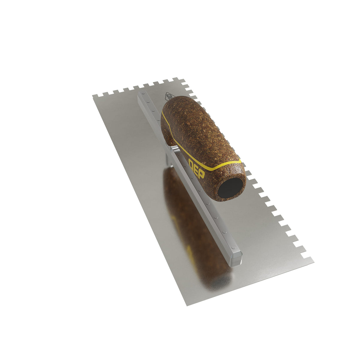 1/4" x 1/4" x 1/4" Square Notch Stainless Xtreme Trowel w/ Cork Handle - 360 Spin Image - 14