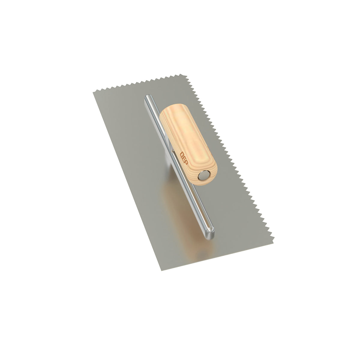 1/4" x 3/16" V-Notch Carbon Steel Trowel with Wood Handle - 360 Spin Image - 15