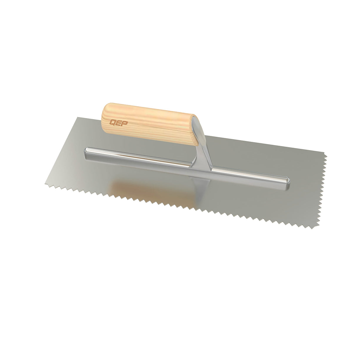1/4" x 3/16" V-Notch Carbon Steel Trowel with Wood Handle - 360 Spin Image - 23