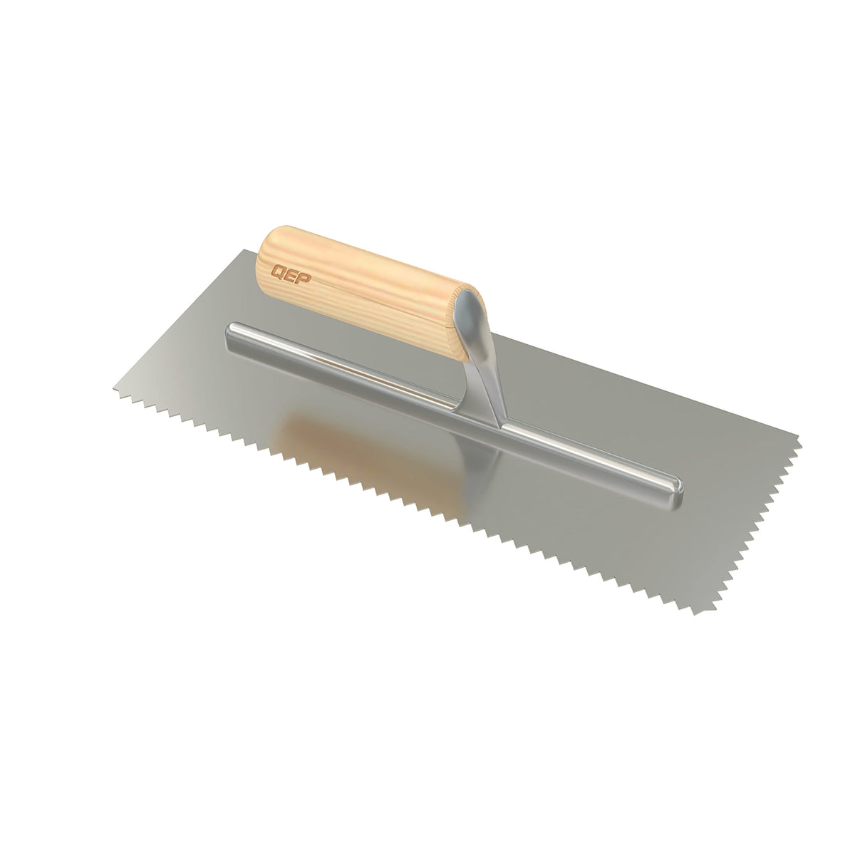 1/4" x 3/16" V-Notch Carbon Steel Trowel with Wood Handle - 360 Spin Image - 24
