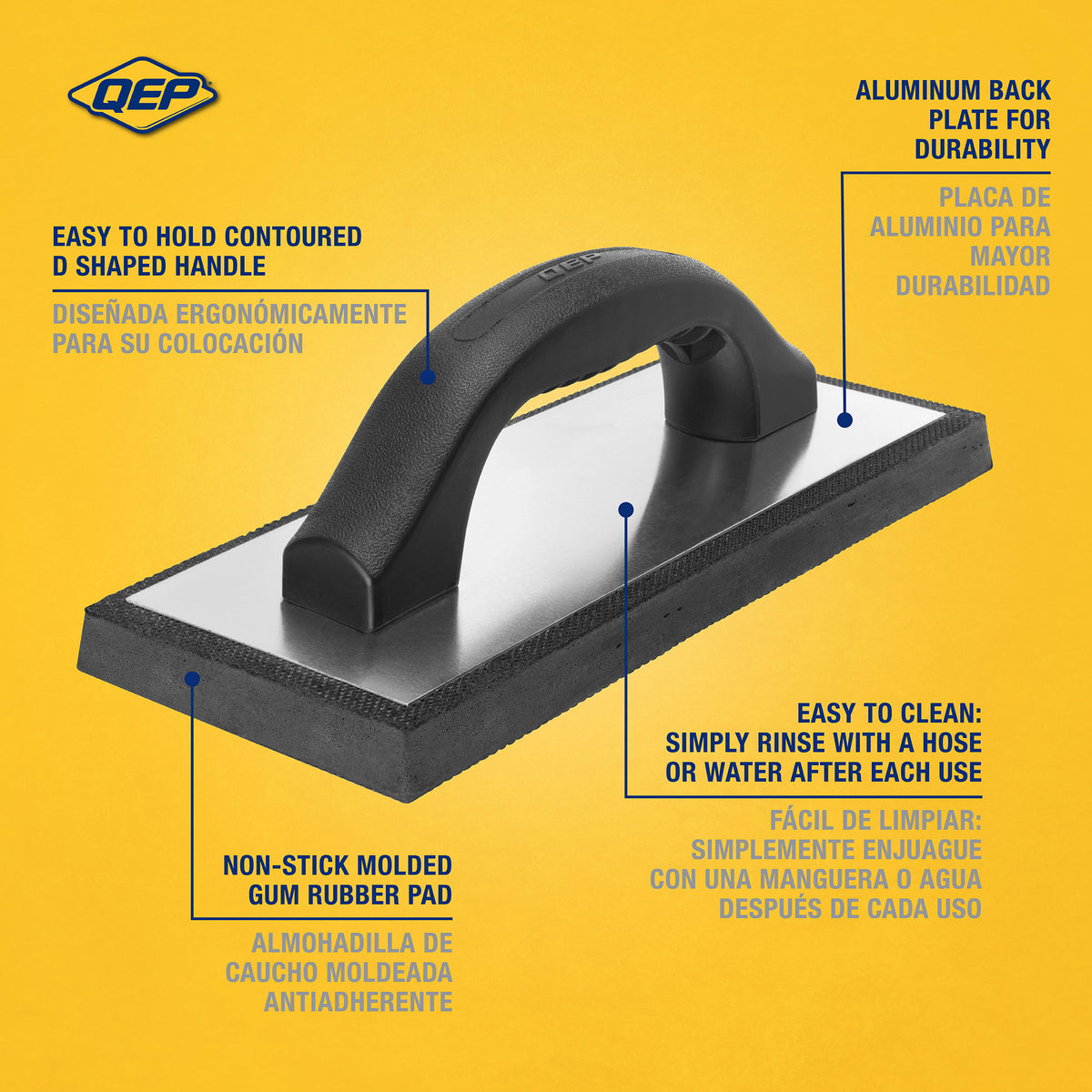 4" x 9.5" Molded Rubber Grout Float with Non-Stick Gum Rubber - 2