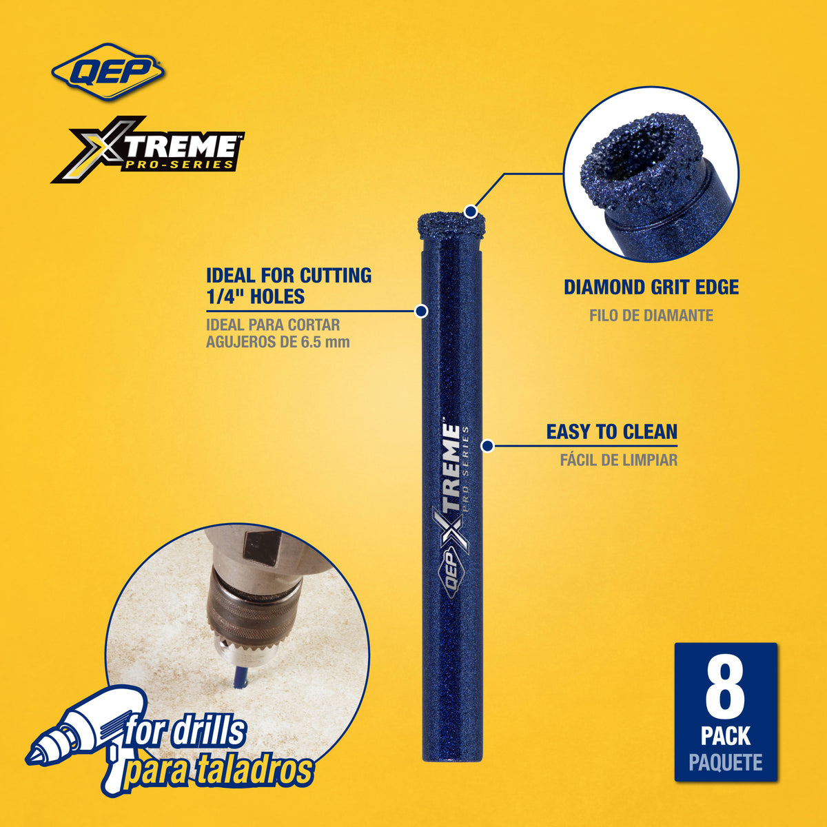 Xtreme 1/4" Pro Wet/Dry Diamond Hole Saw (8 pack) - 2