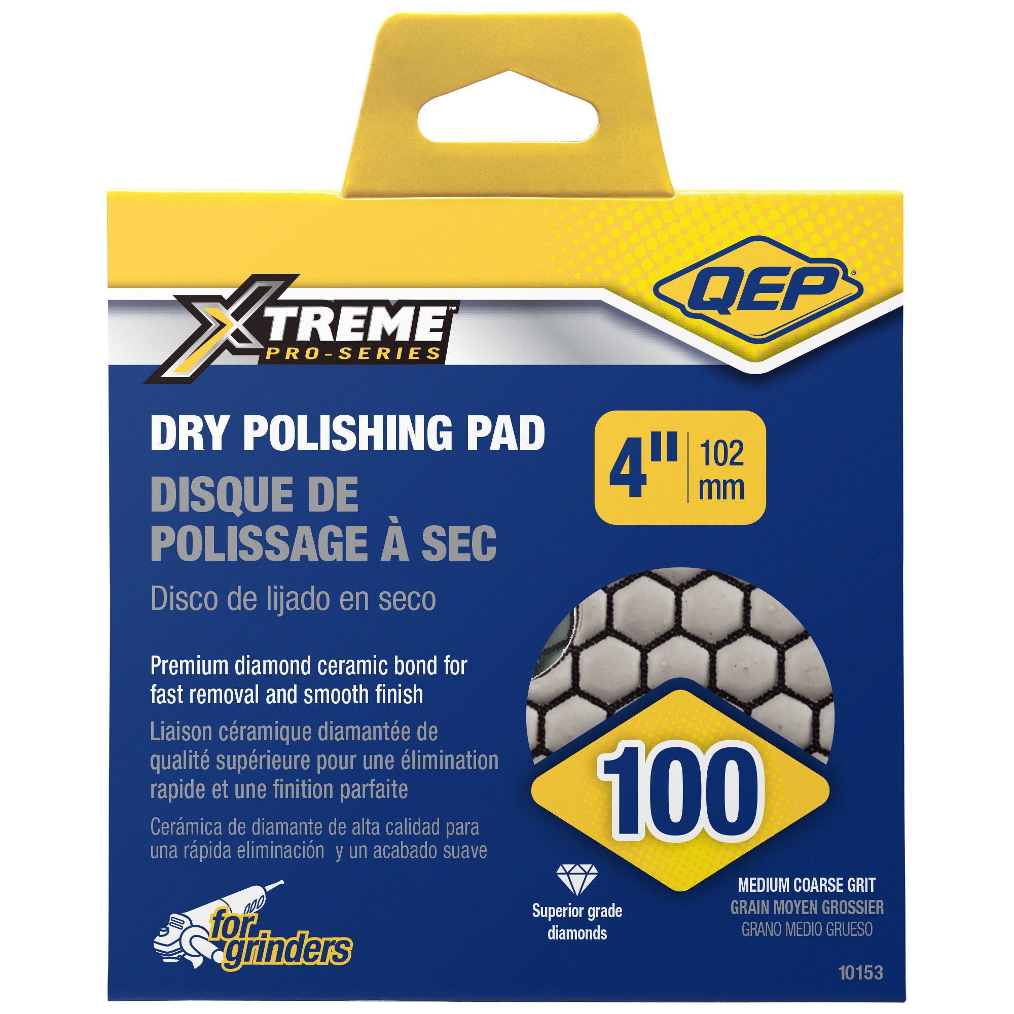 Xtreme 4" Dry Polishing Pad for Grinders - 100 Grit - 8