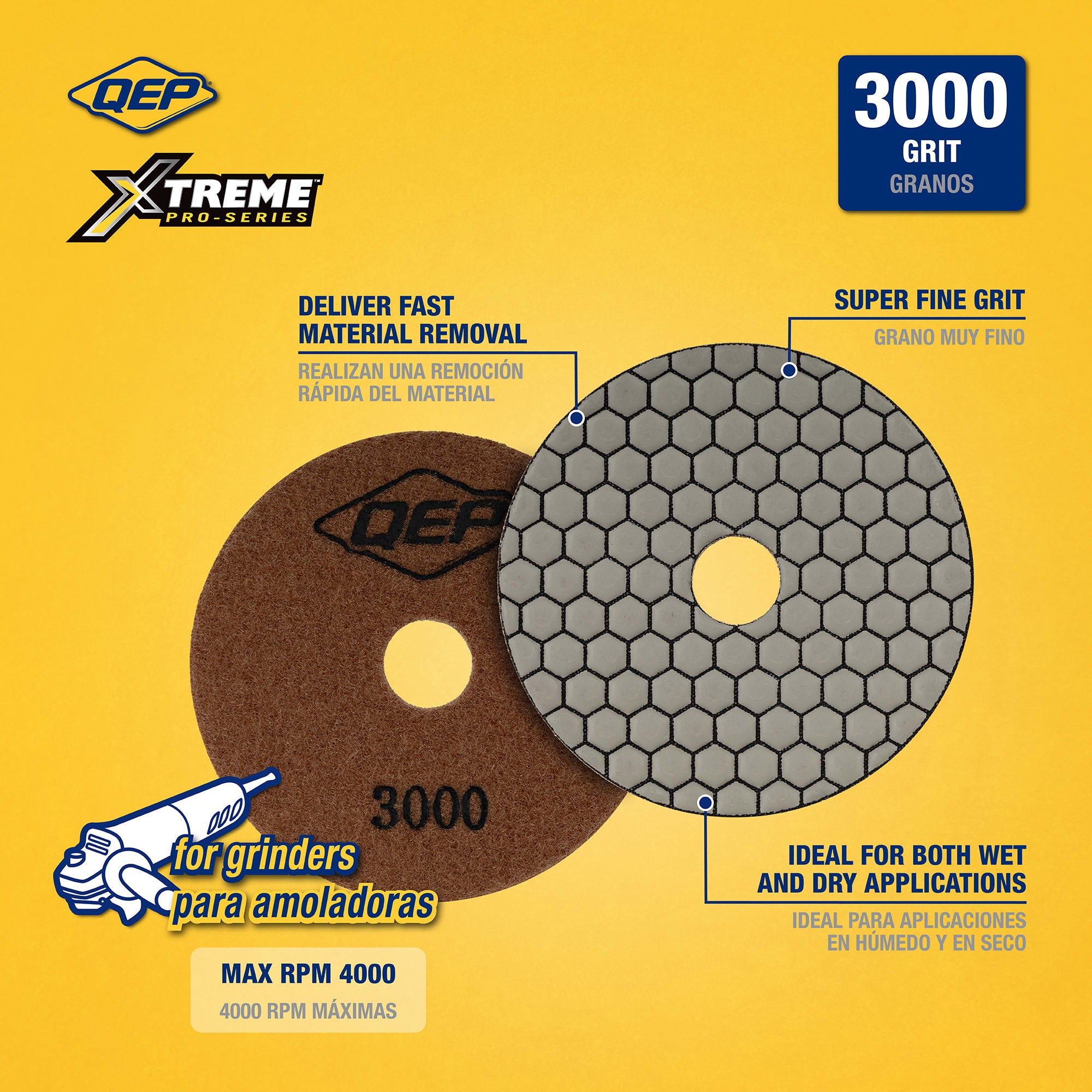Xtreme 4" Dry Polishing Pad for Grinders - 3%2C000 Grit - 2