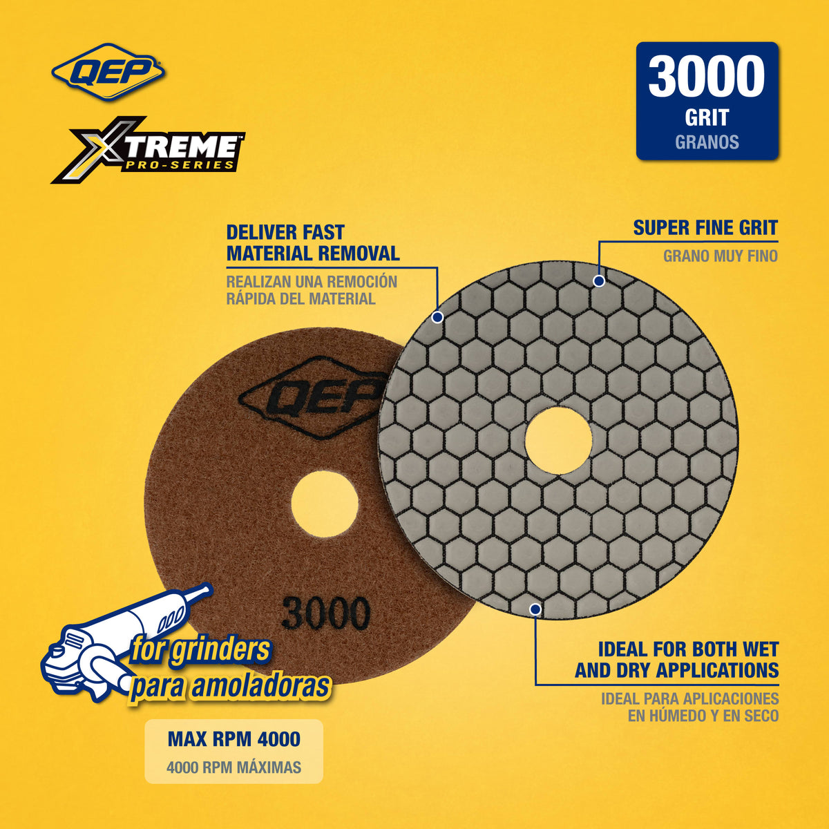 Xtreme 4" Dry Polishing Pad for Grinders - 3%2C000 Grit - 2