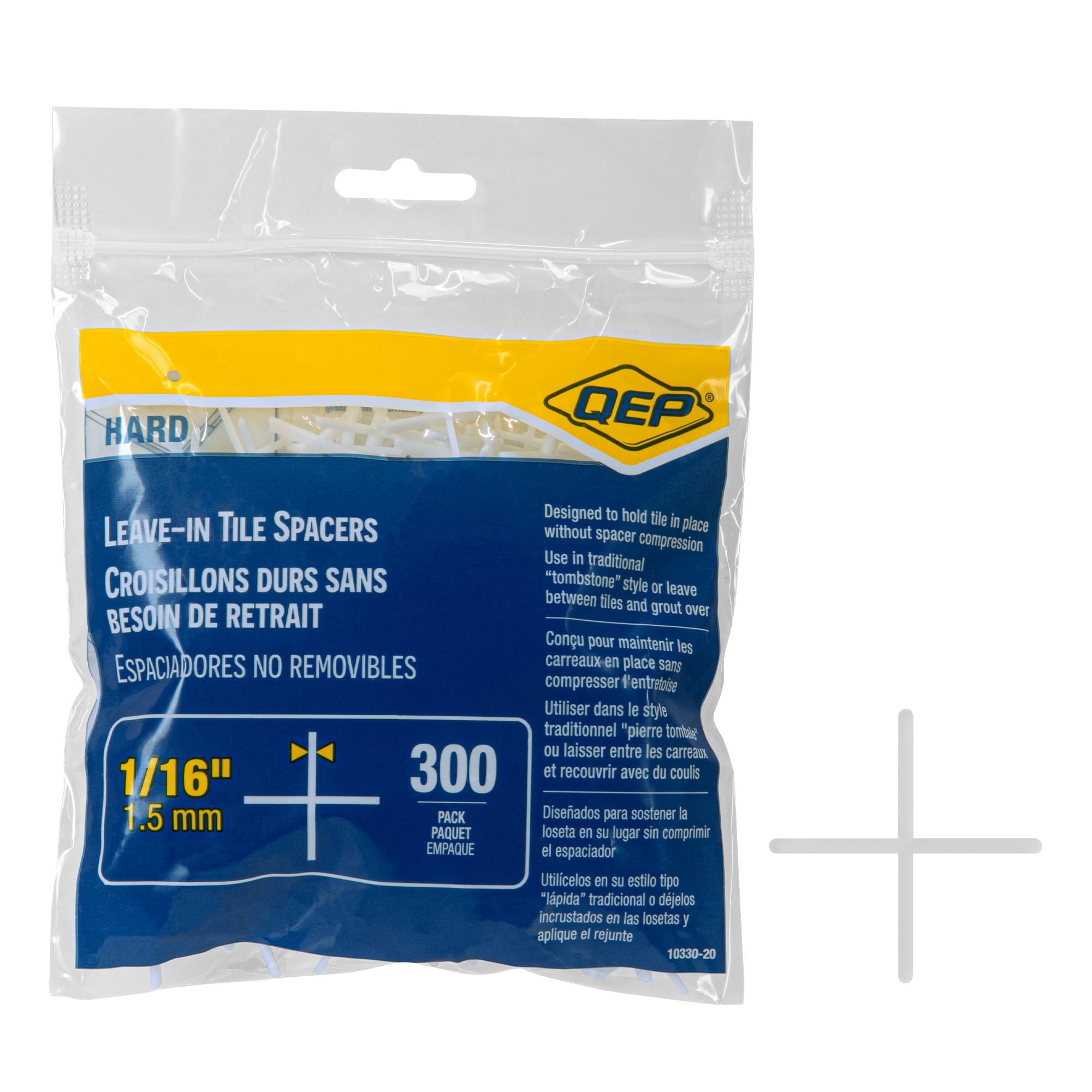 1/16" Hard Tile Spacers - Leave-in or Traditional (300 pack) - 1