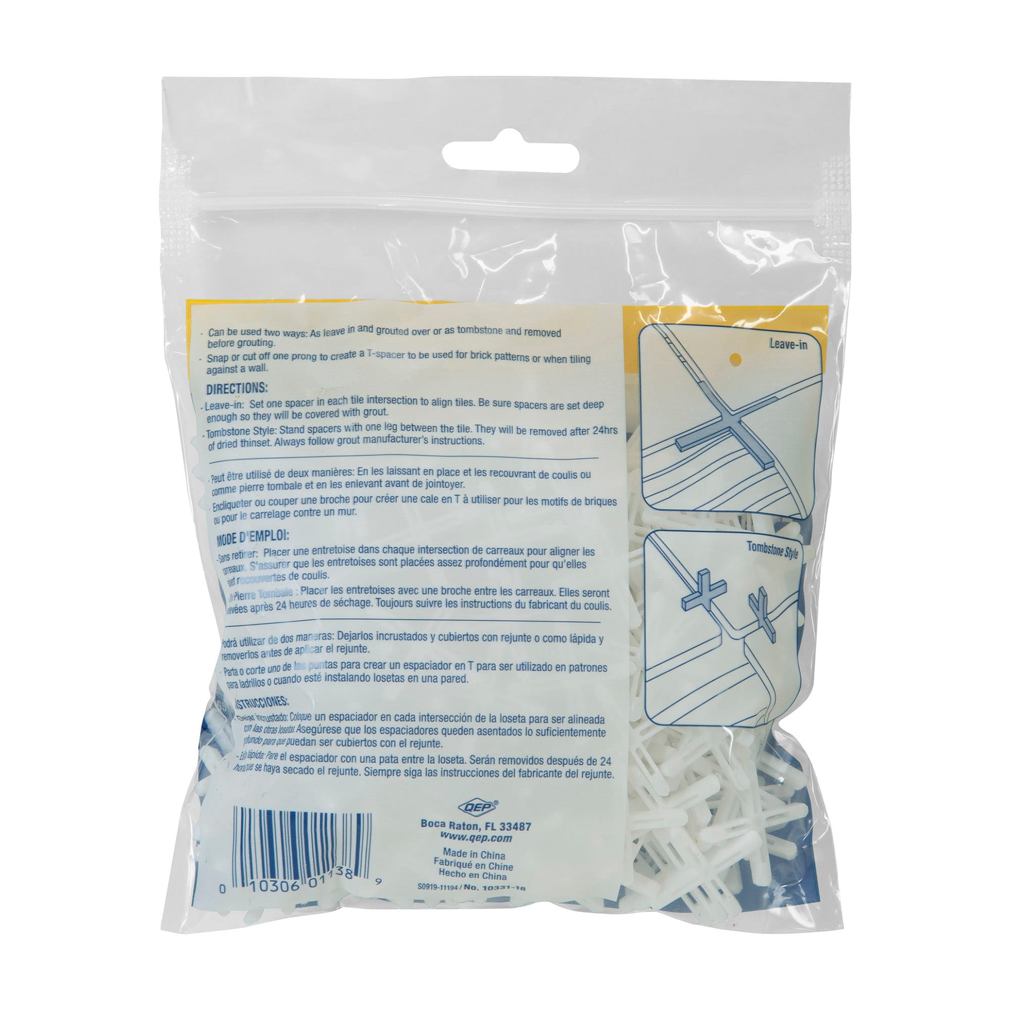 1/8" Hard Tile Spacers - Leave-in or Traditional (300 pack) - 6