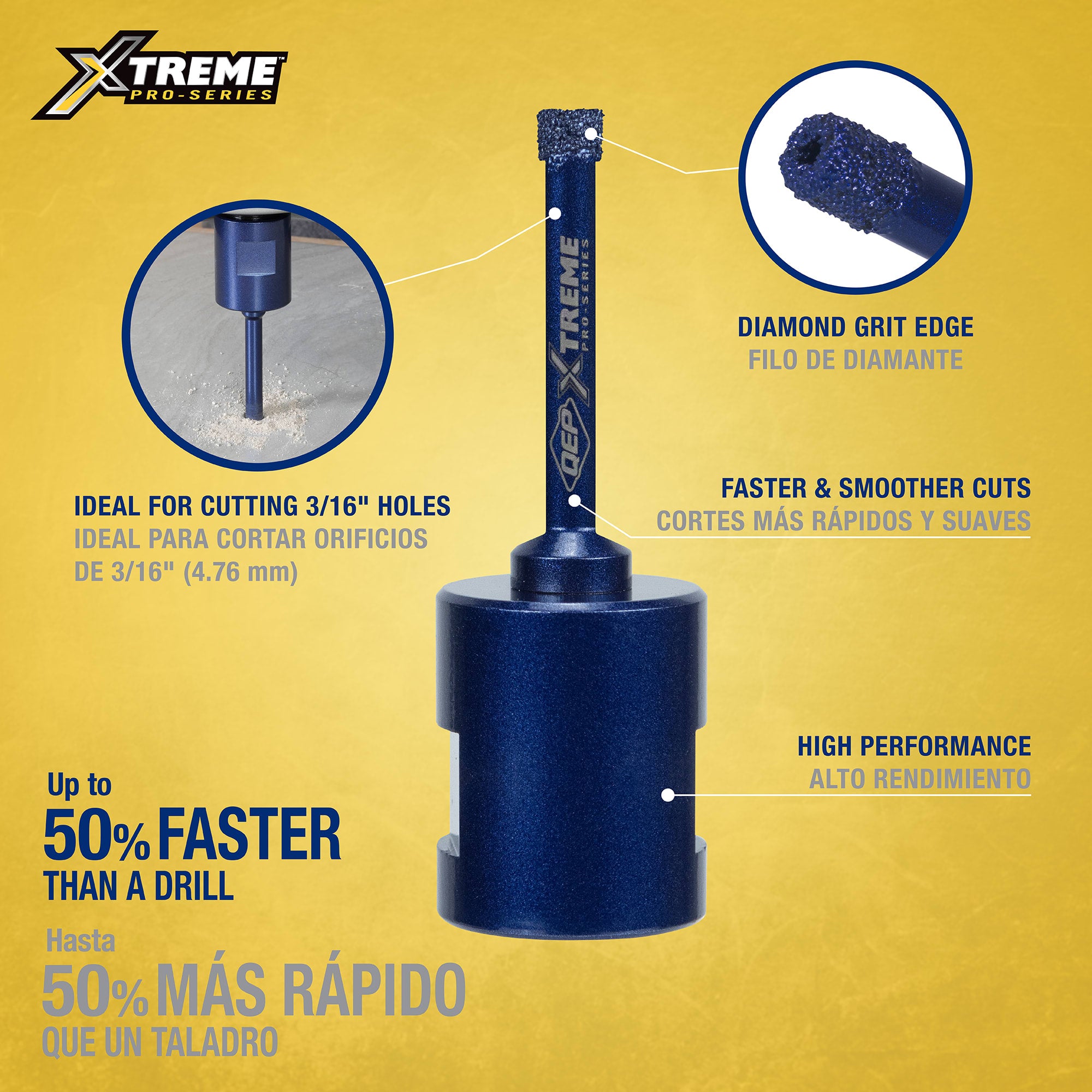 Xtreme 3/16" Pro Diamond Hole Saw for Grinders - 2