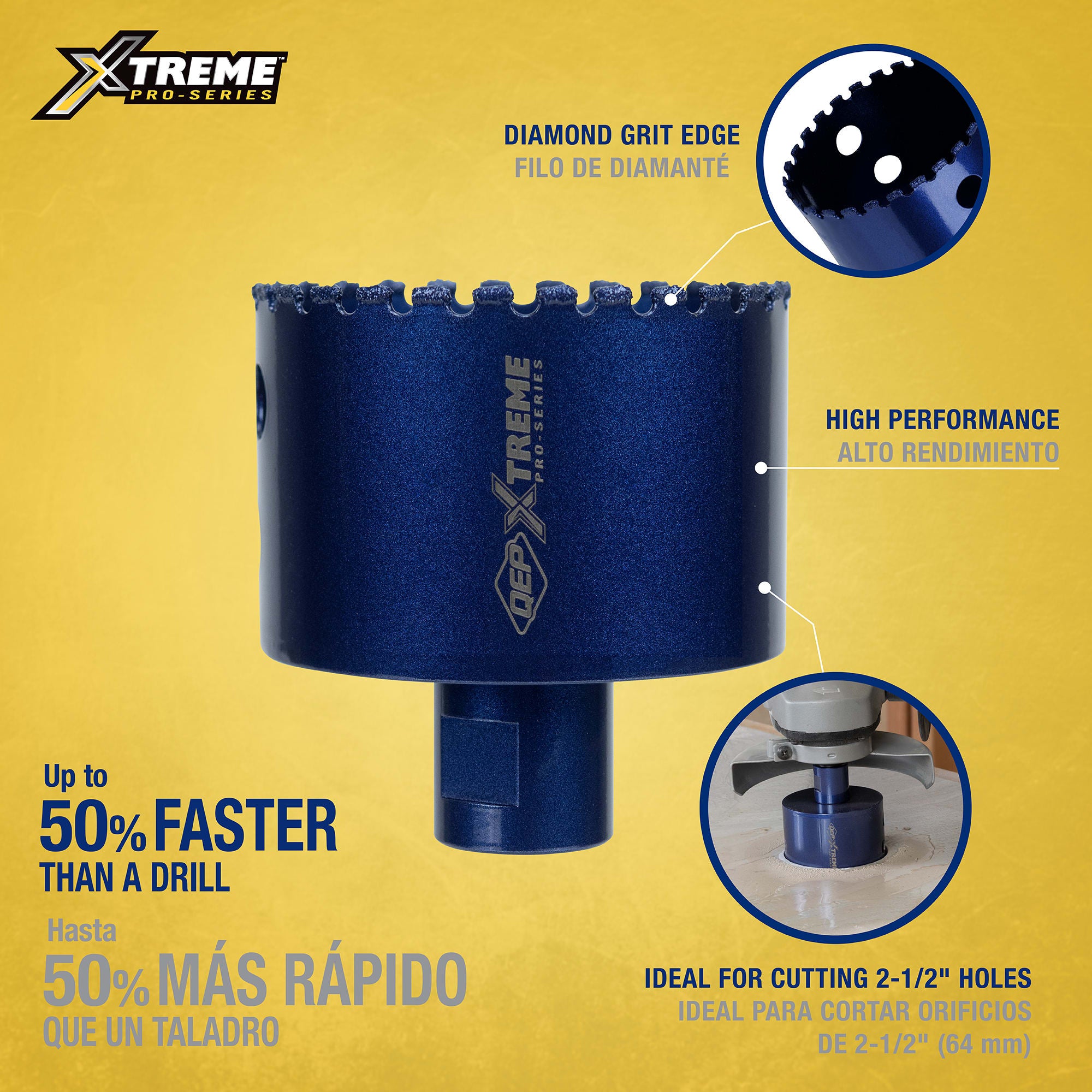 Xtreme 2-1/2" Pro Diamond Hole Saw for Grinders - 2