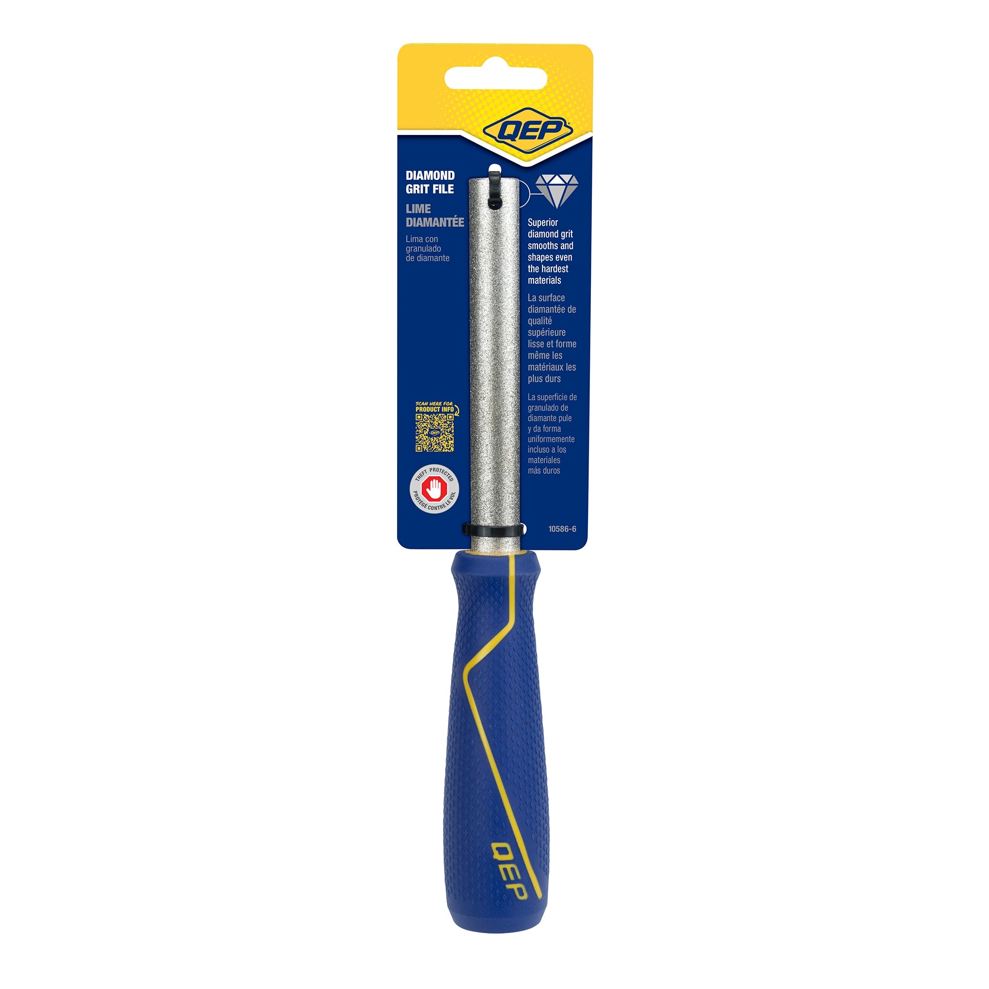 Flat and Round Diamond Grit File for Tile & Stone w/ Rubber Grip - 5