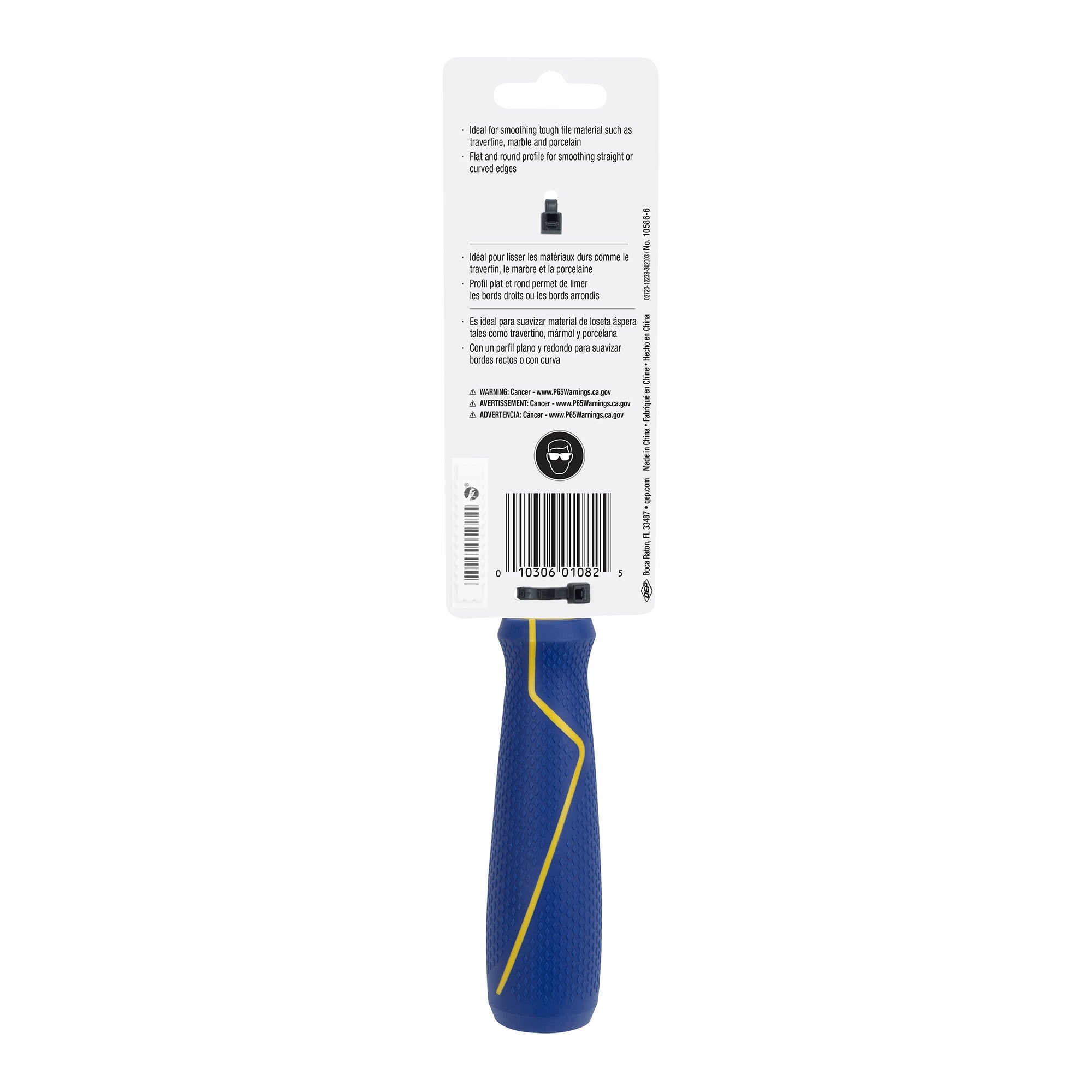 Flat and Round Diamond Grit File for Tile & Stone w/ Rubber Grip - 6