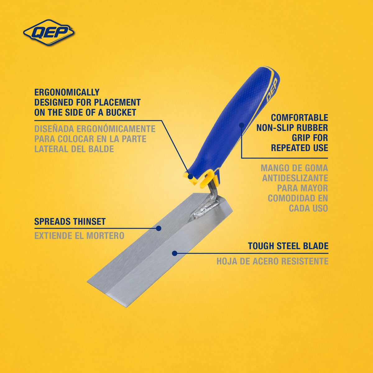 6" x 2" Margin Trowel w/ Steel Blade%2C Comfort Grip & Bucket Hook - 2